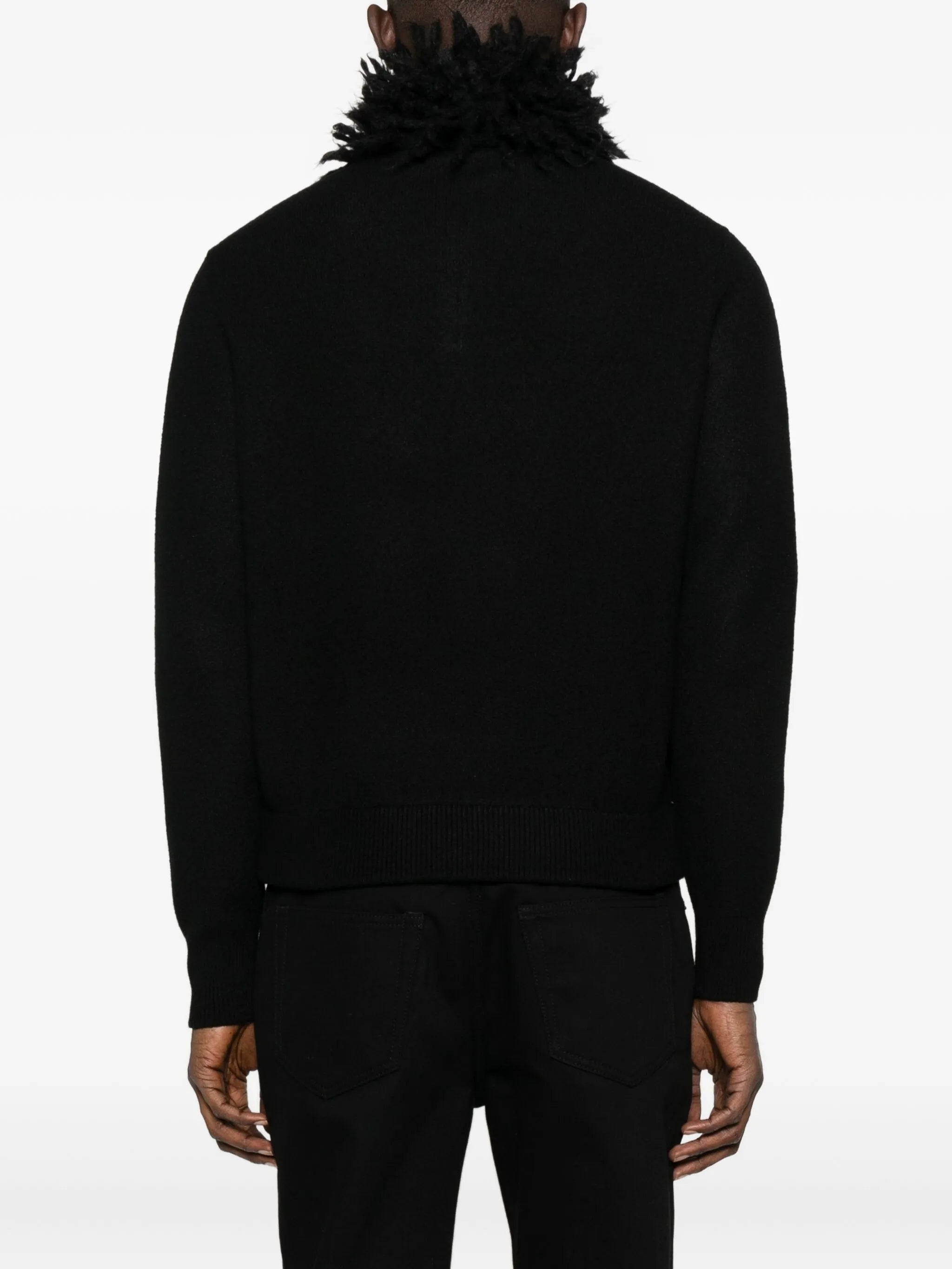 fringed-collar jumper