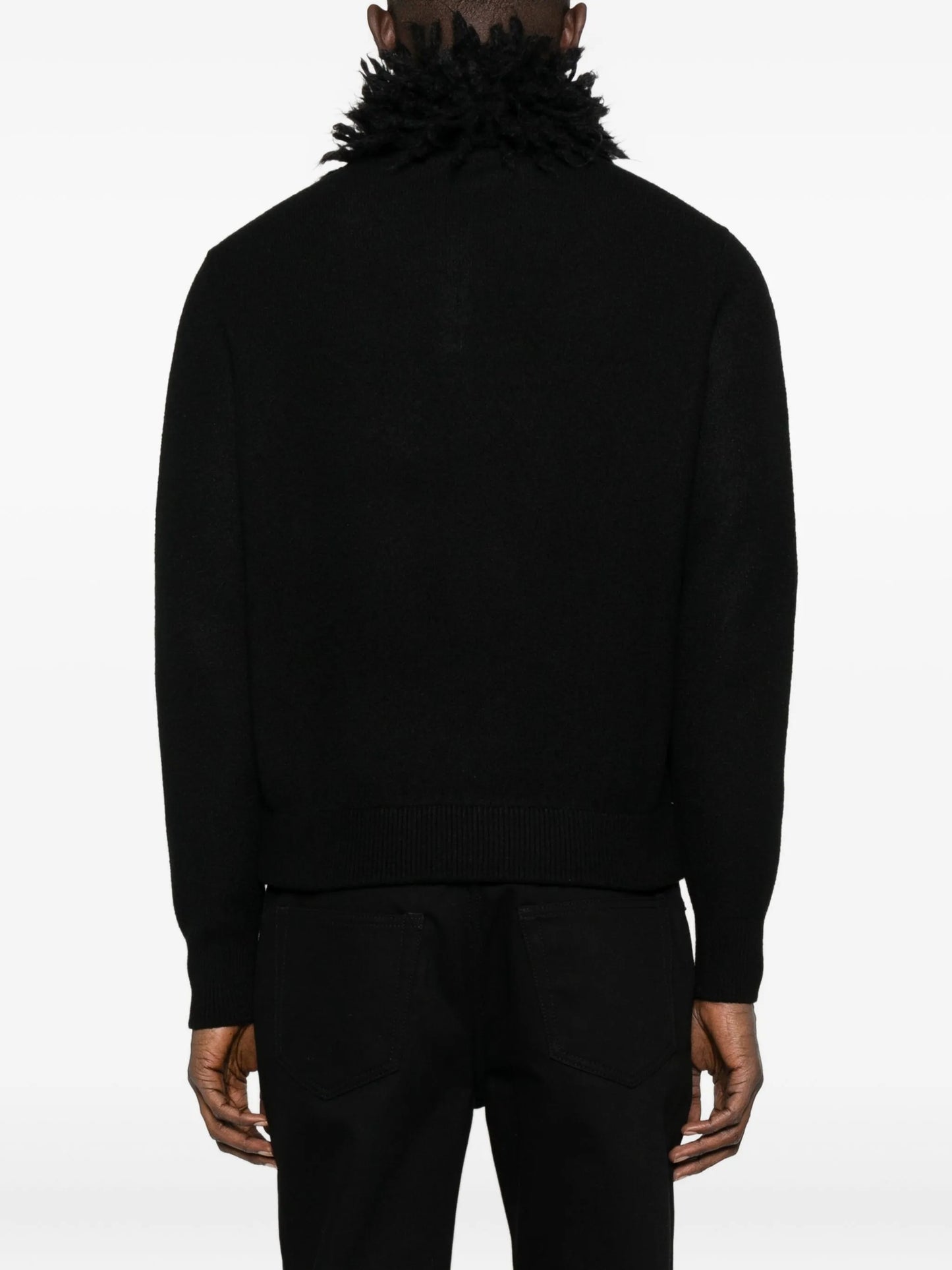 fringed-collar jumper