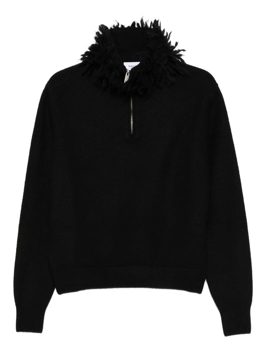 fringed-collar jumper