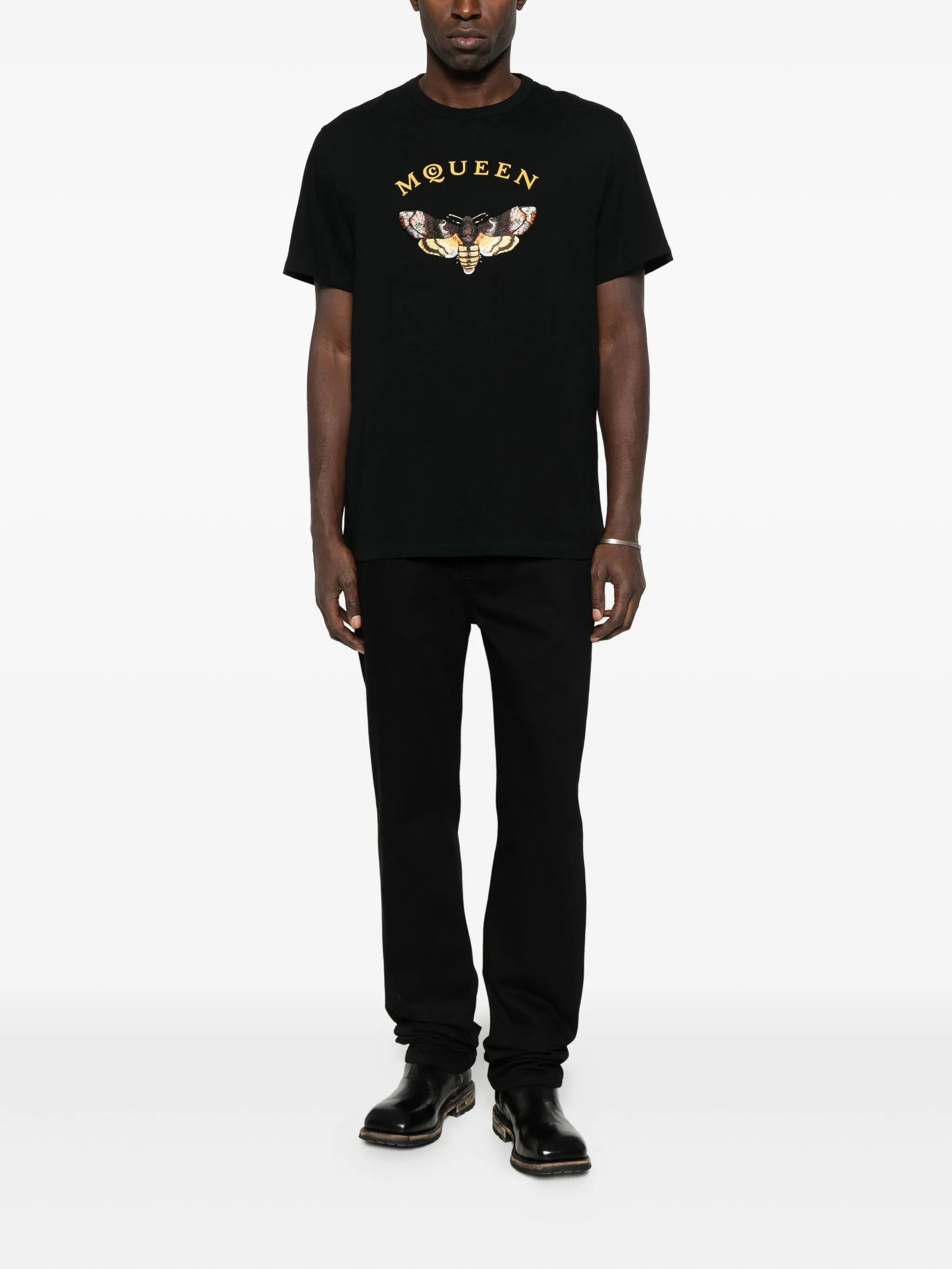moth-embroidered T-shirt