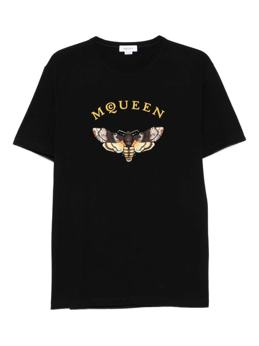 moth-embroidered T-shirt