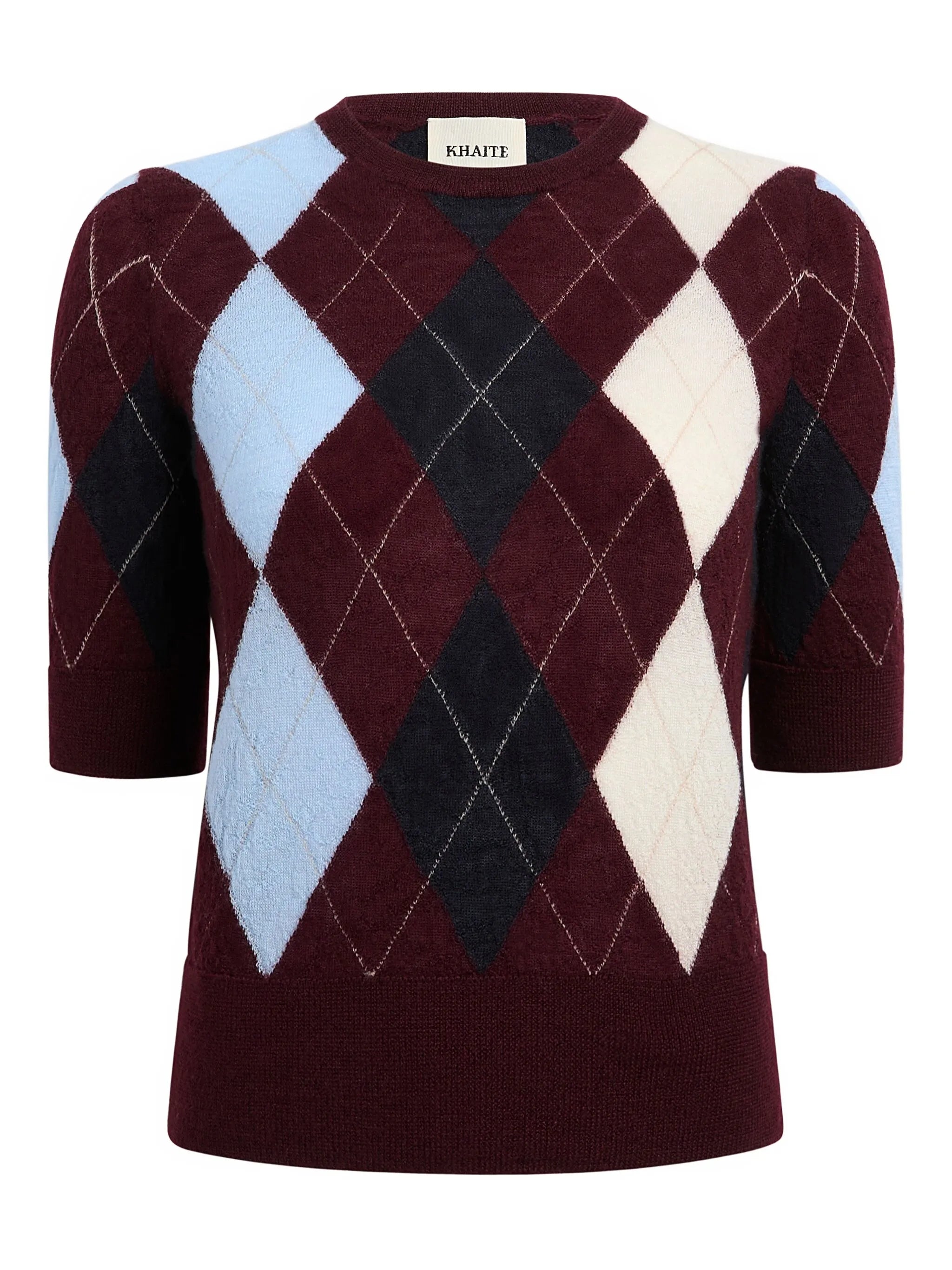 diamond-pattern short-sleeve top