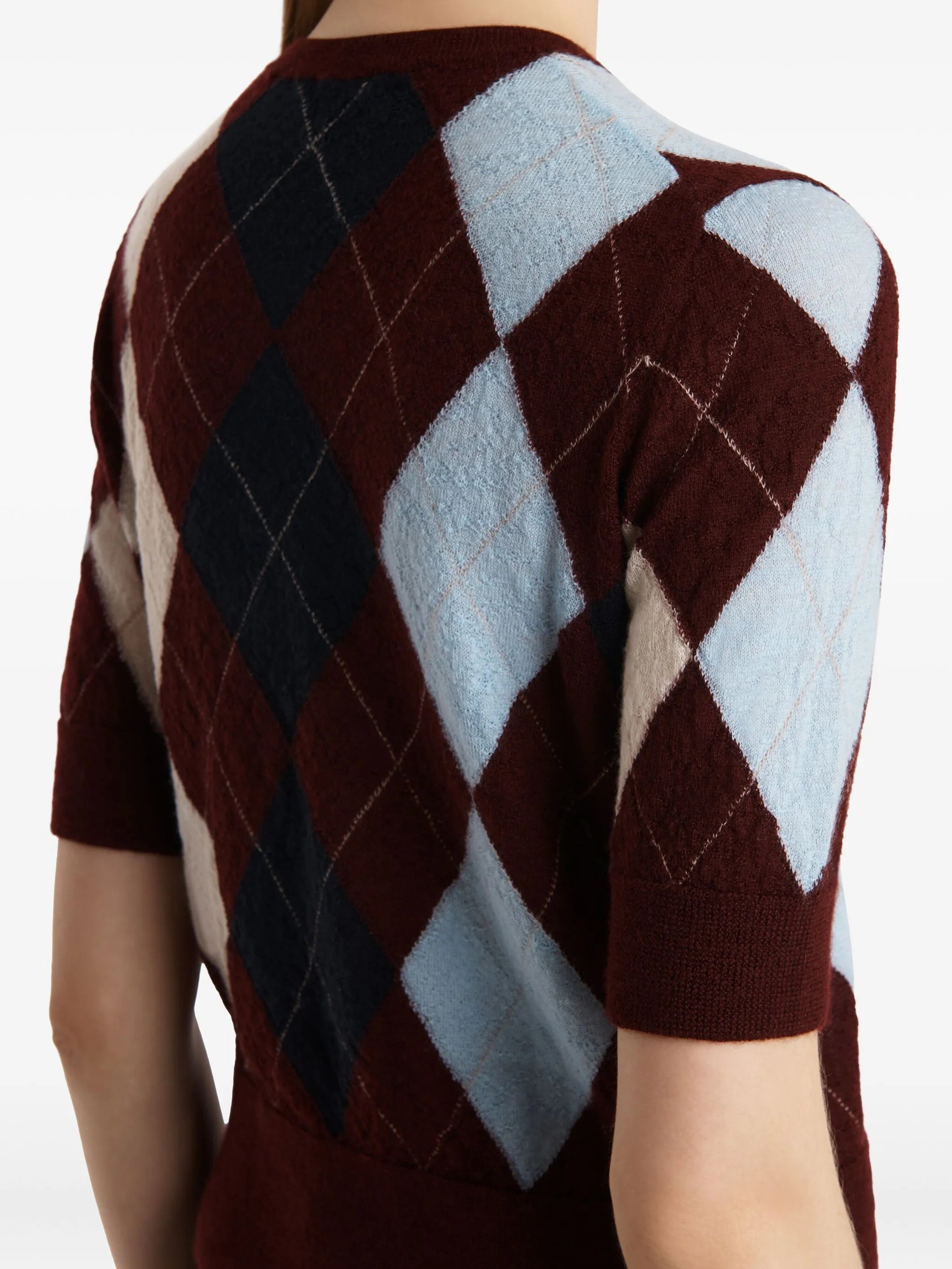 diamond-pattern short-sleeve top
