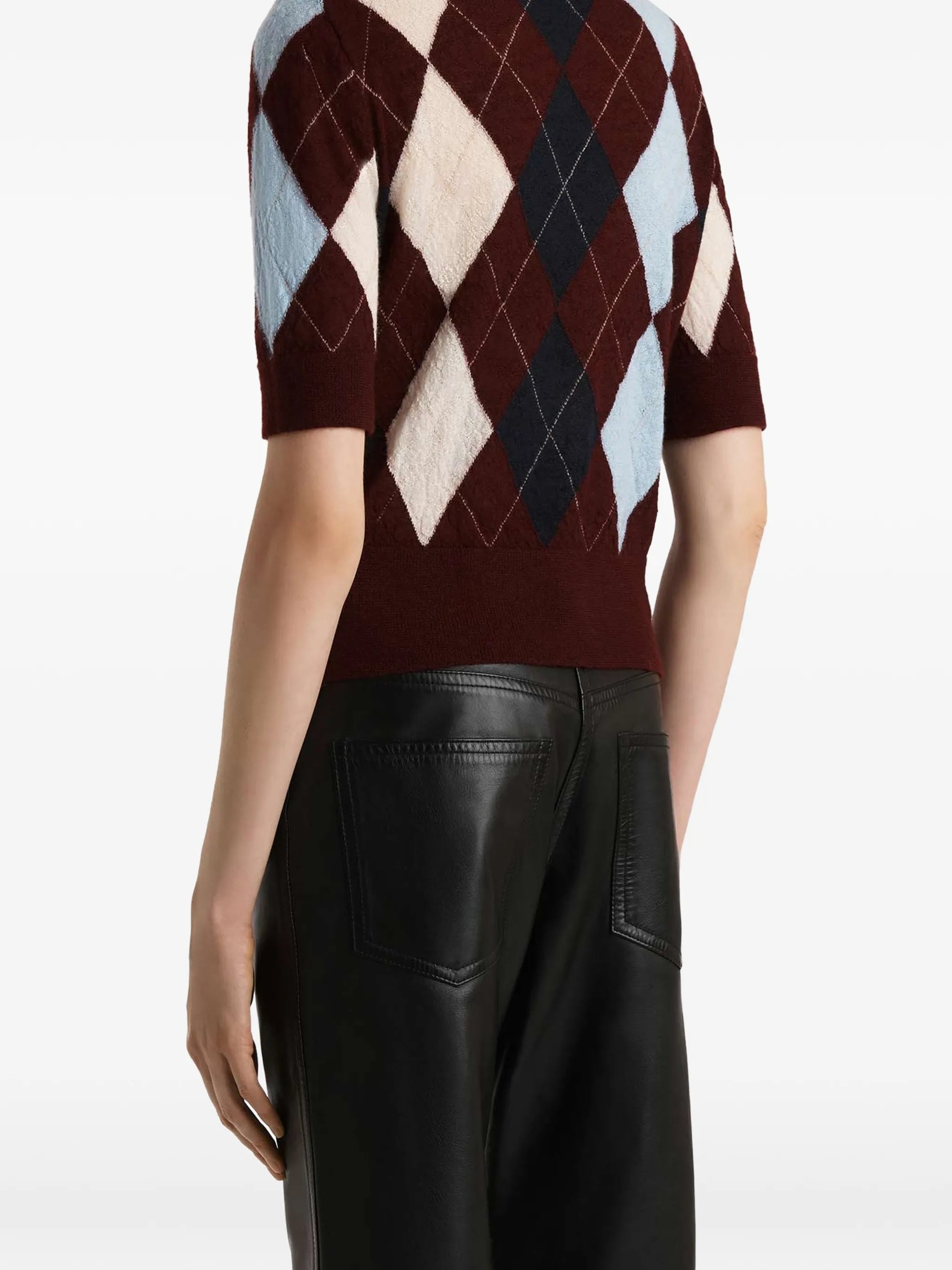 diamond-pattern short-sleeve top