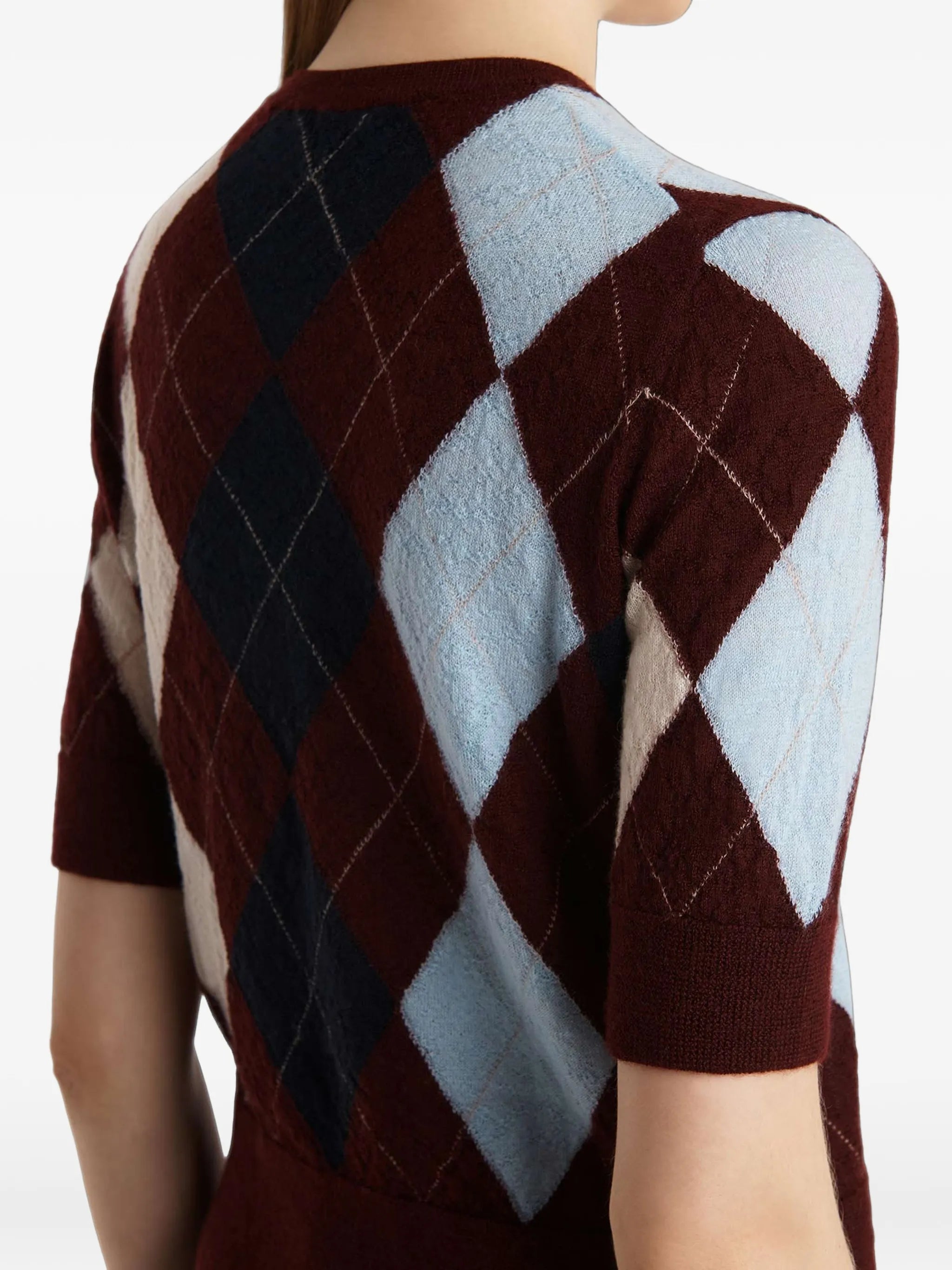 diamond-pattern short-sleeve top