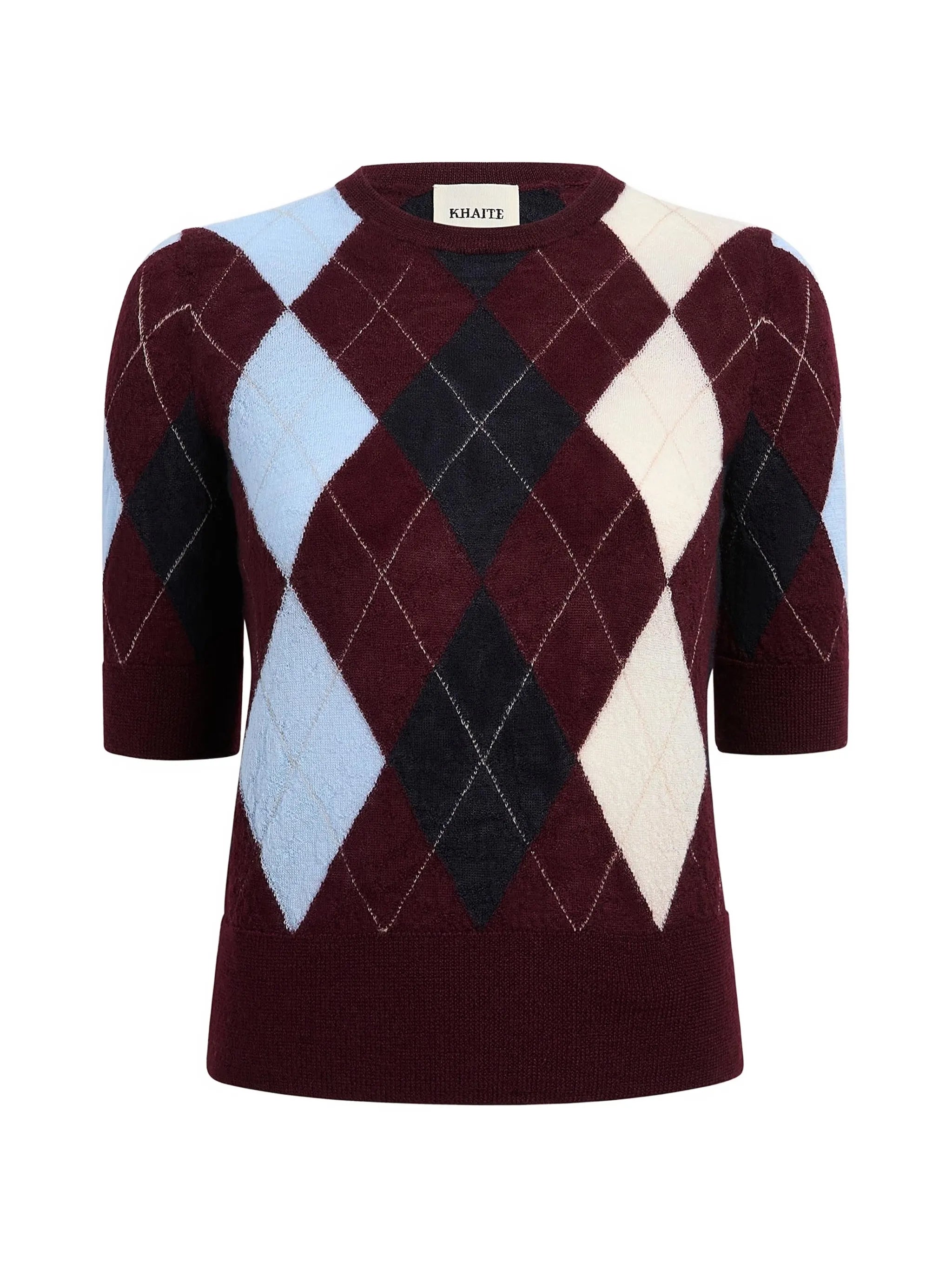diamond-pattern short-sleeve top