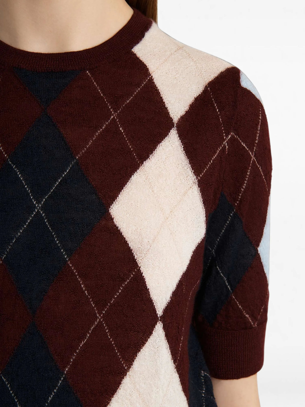diamond-pattern short-sleeve top