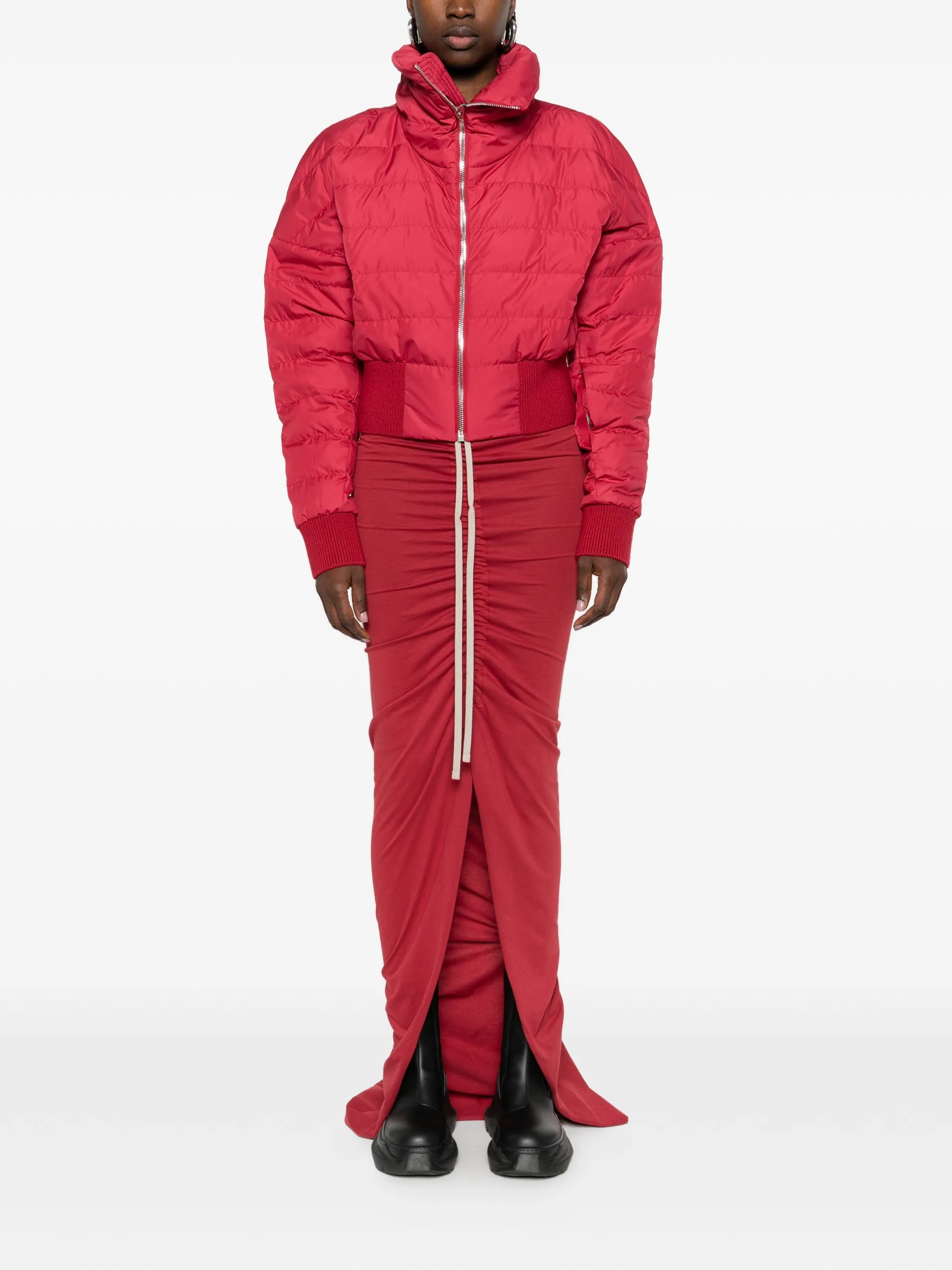 stripe detail knit long skirt