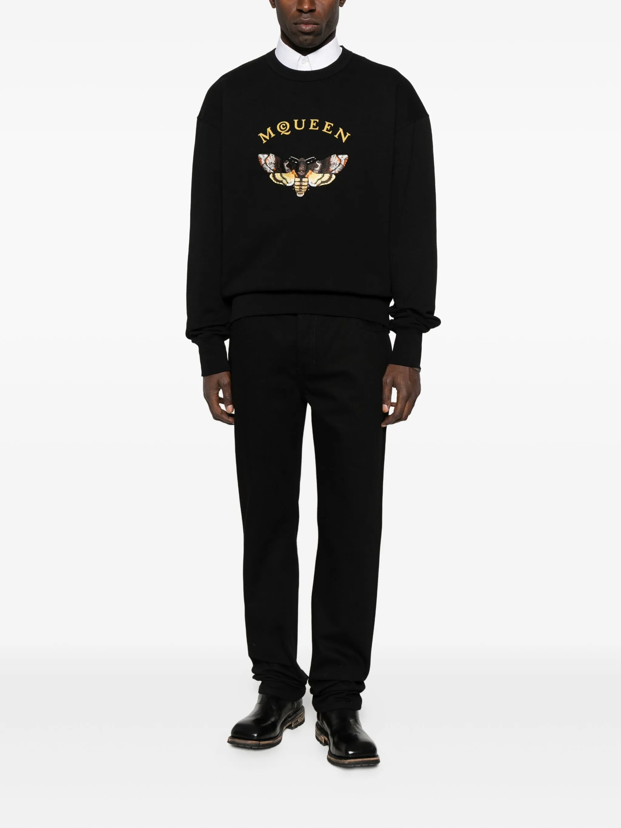 Moth-motif cotton sweatshirt
