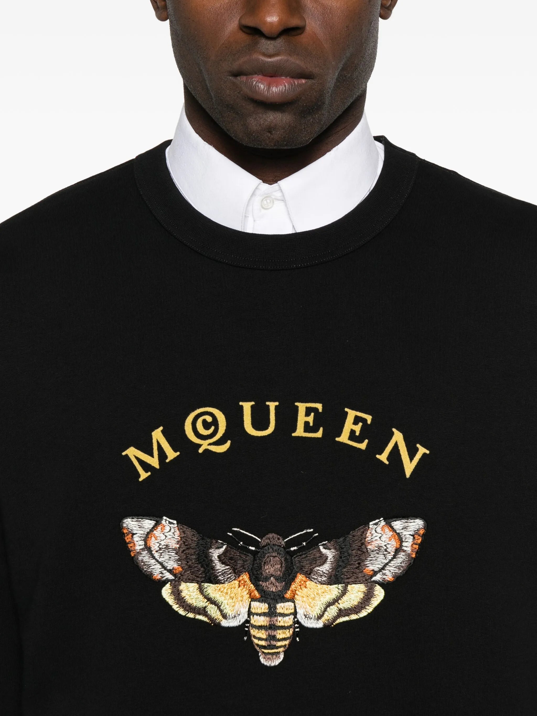 Moth-motif cotton sweatshirt