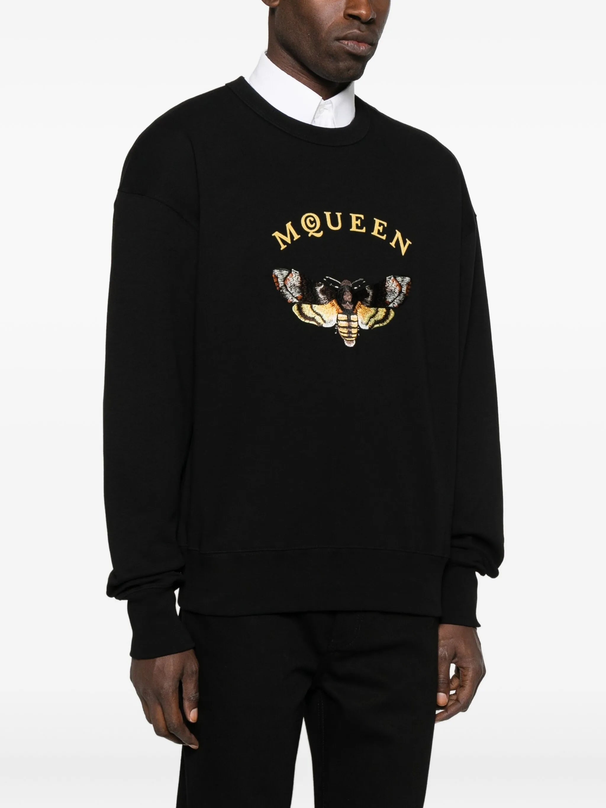 Moth-motif cotton sweatshirt