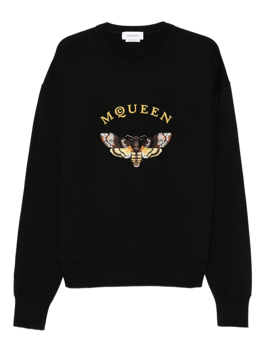 Moth-motif cotton sweatshirt