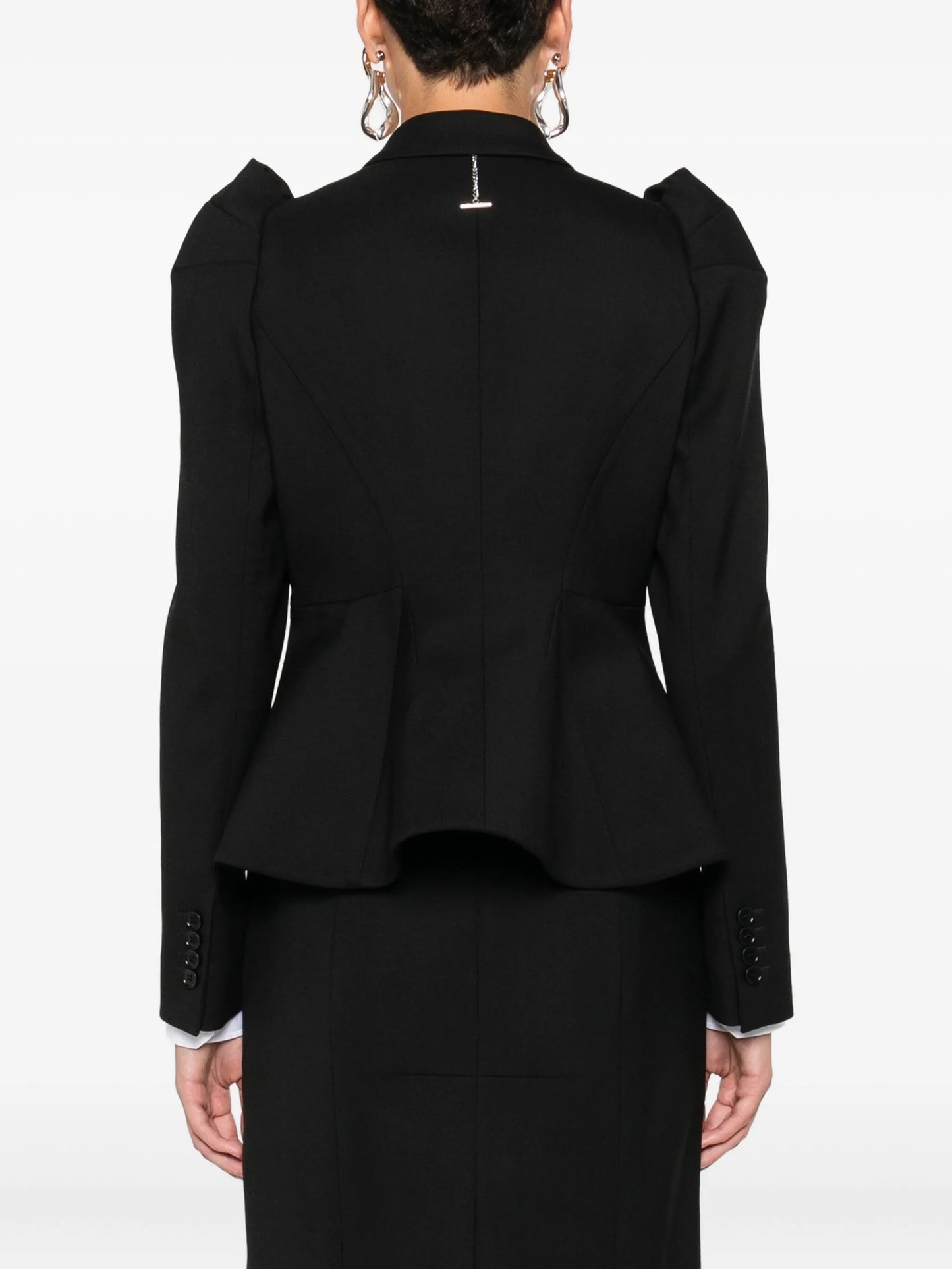 puff-sleeve double-breasted jacket
