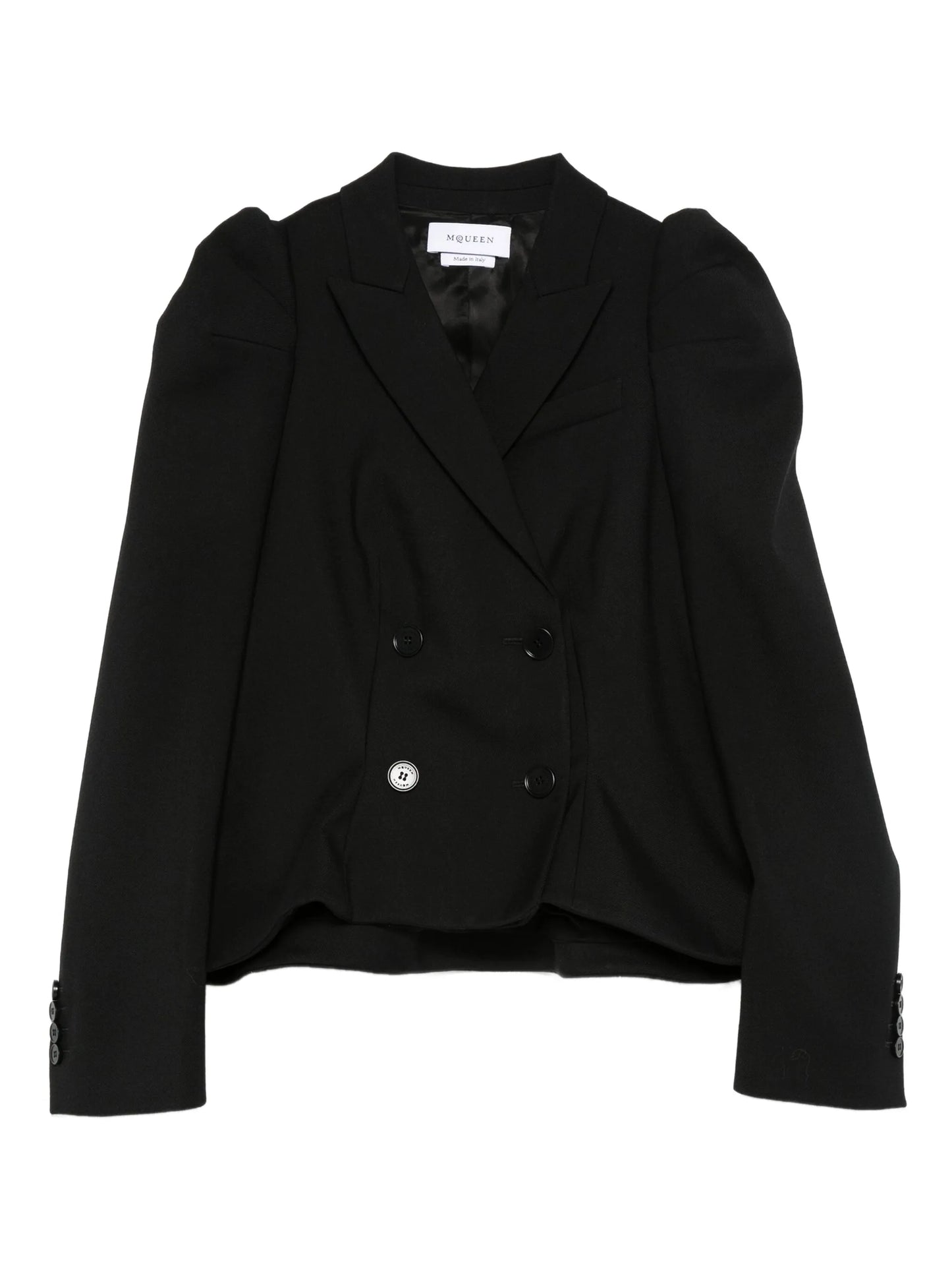 puff-sleeve double-breasted jacket