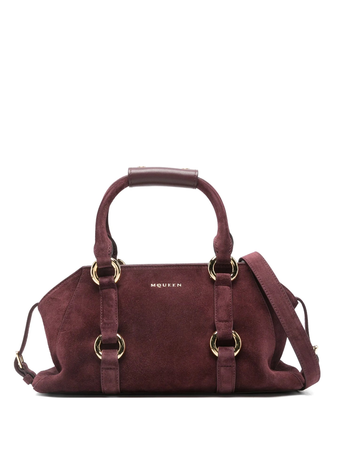 suede ring-detail satchel