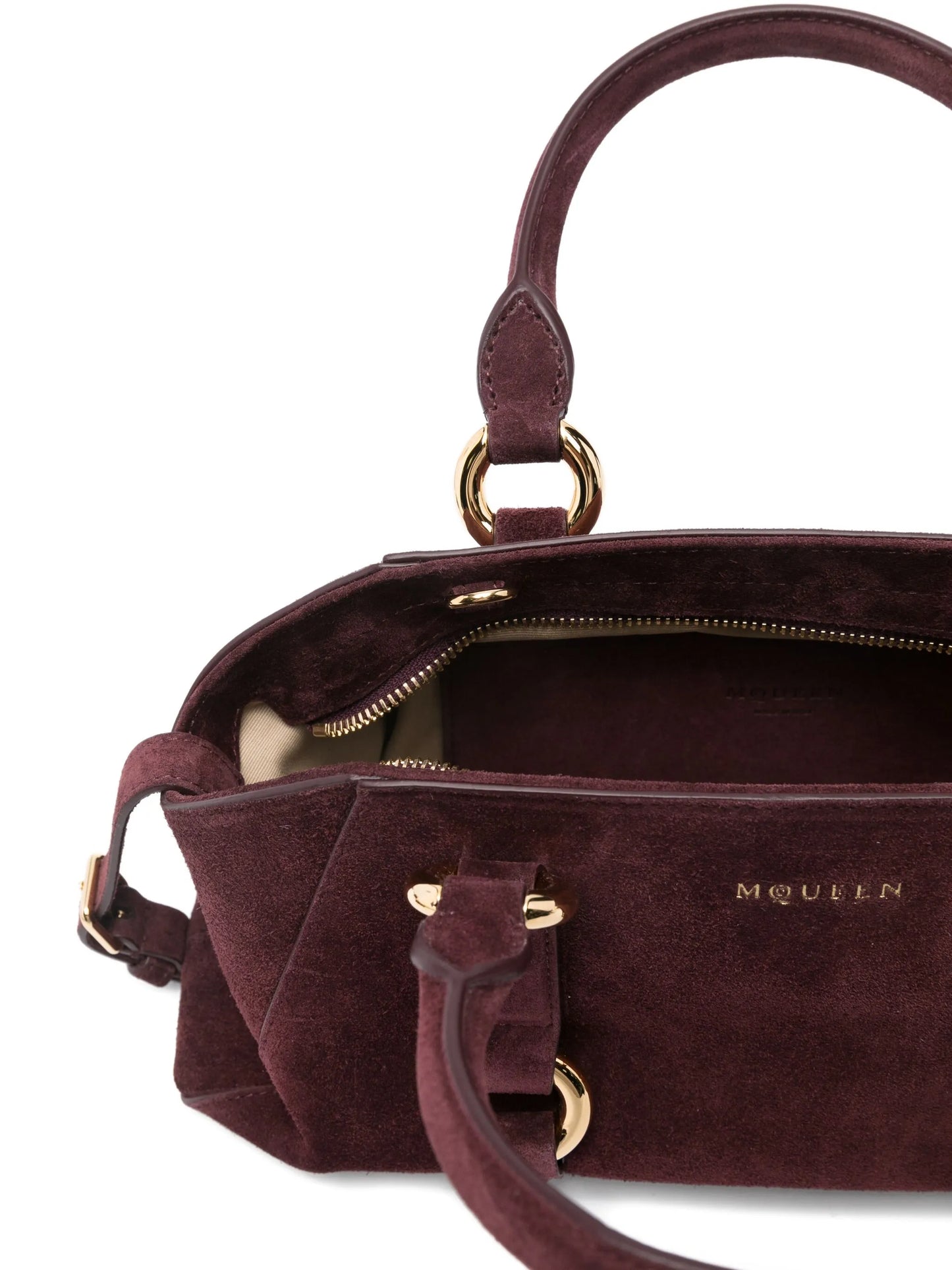 suede ring-detail satchel