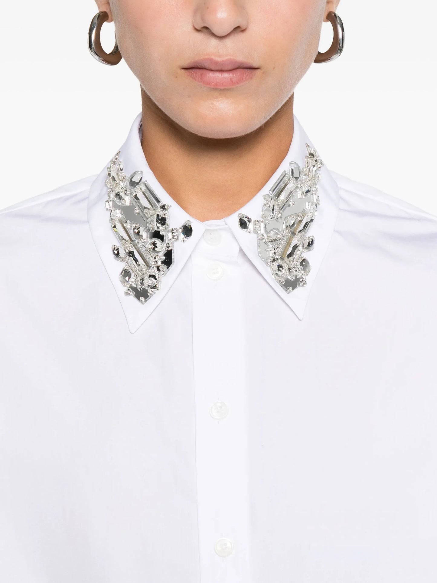 embellished-collar shirt