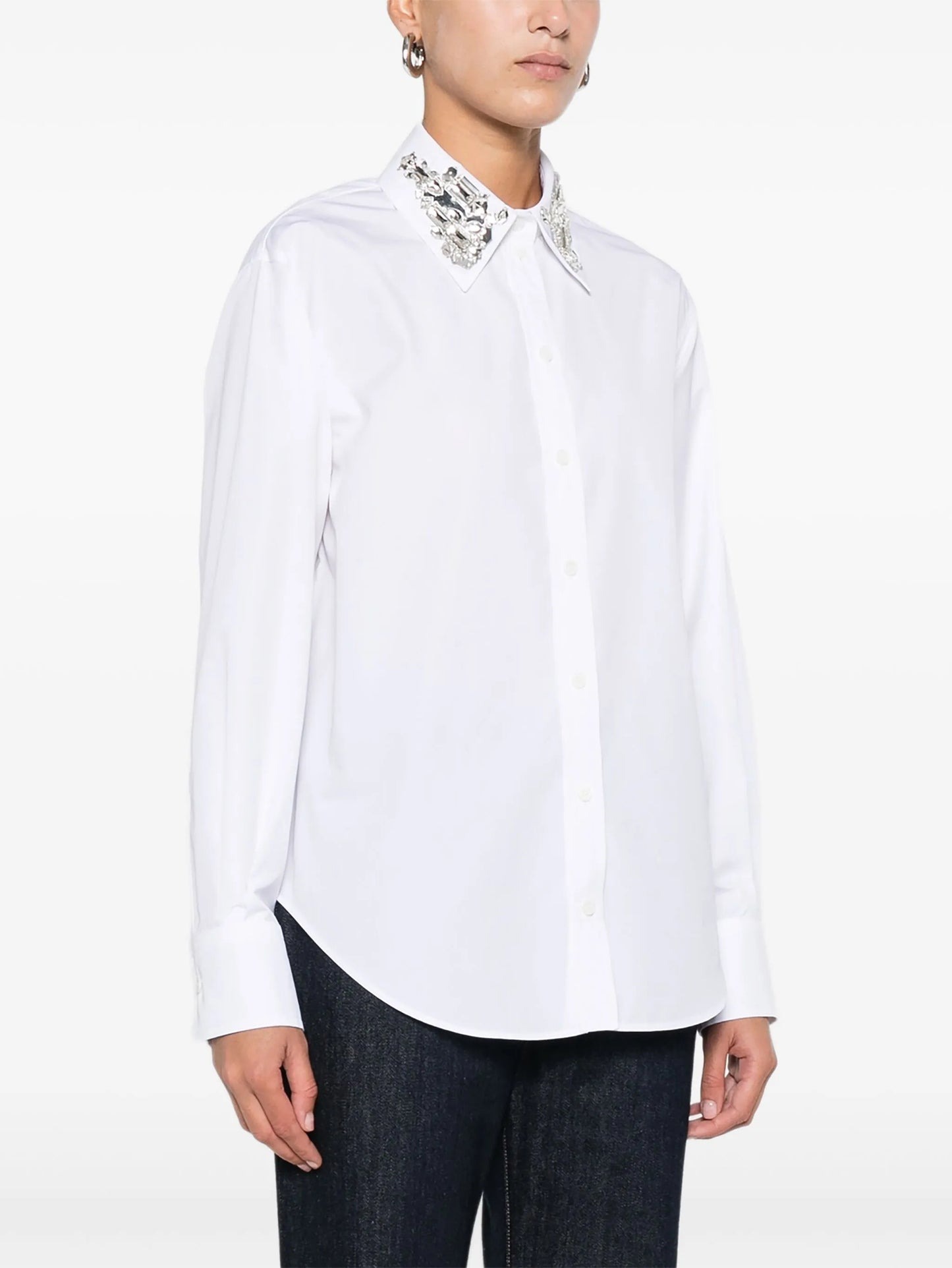 embellished-collar shirt