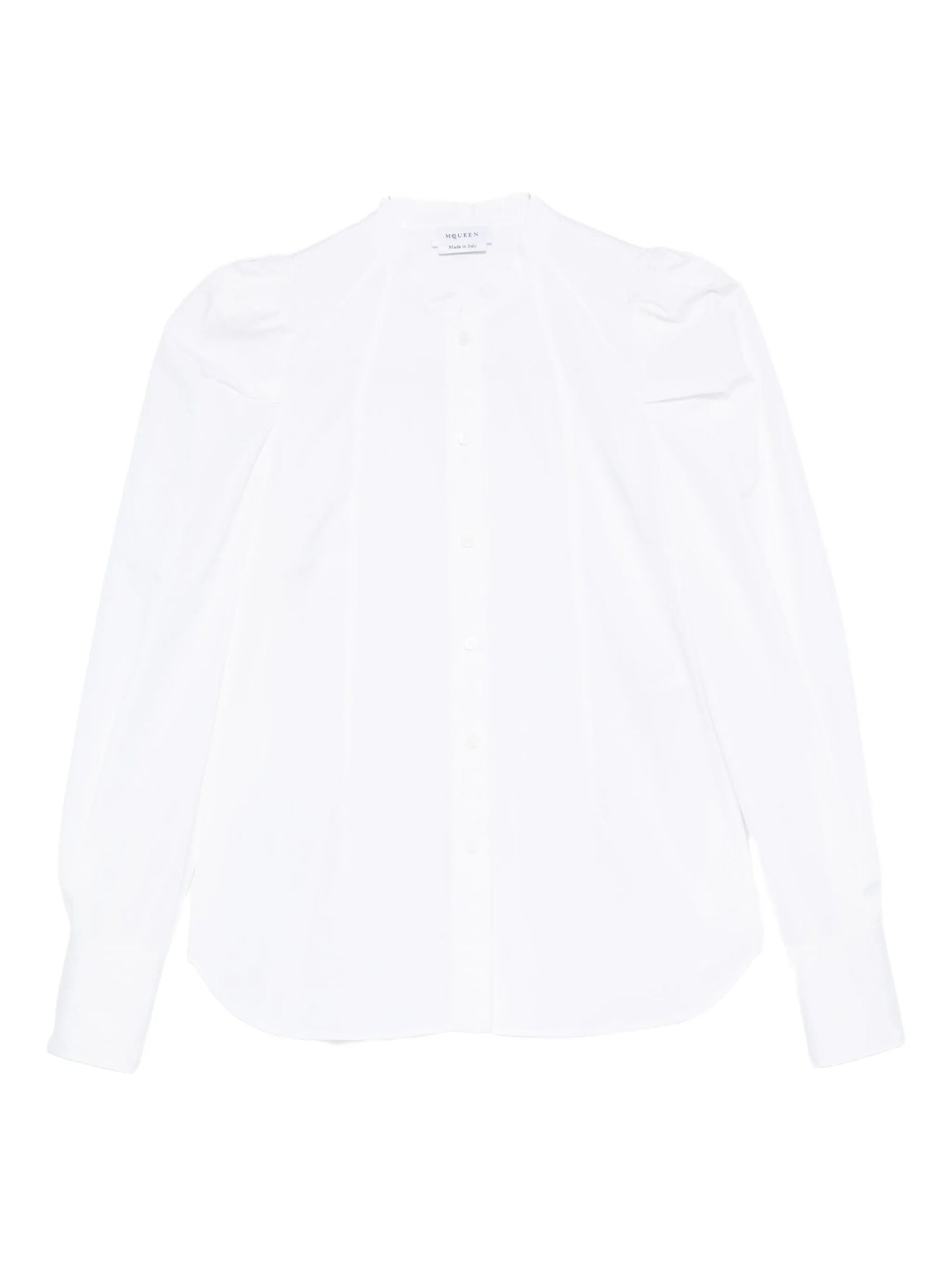 puff-sleeve button-front shirt