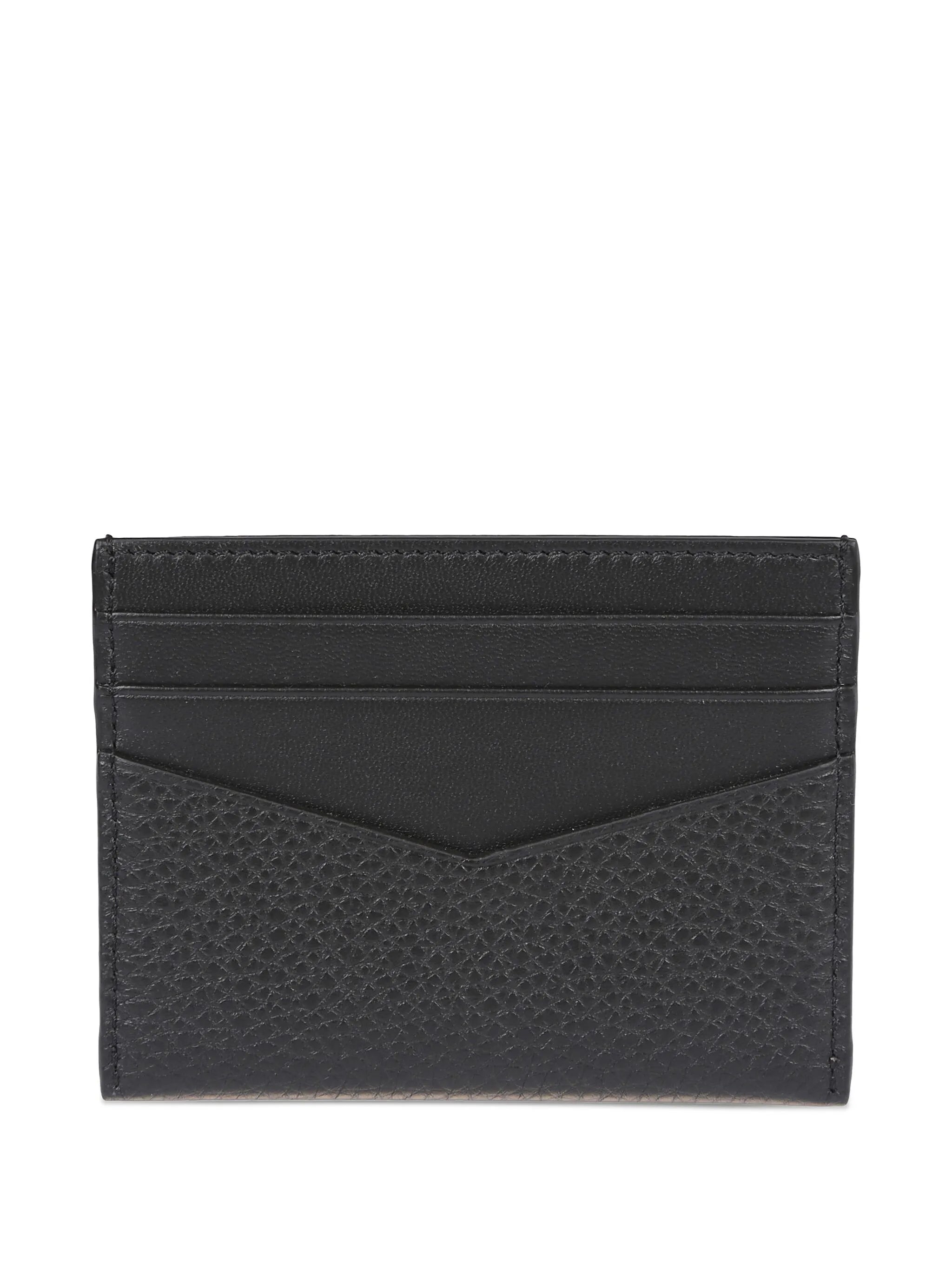 card holder in grained leather