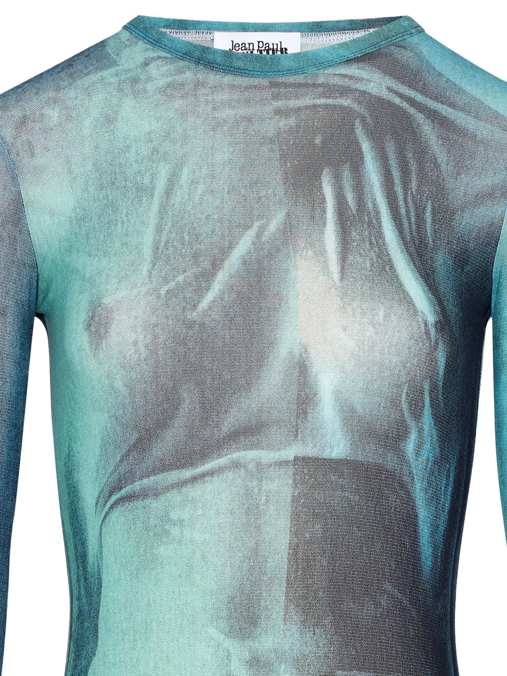 Water print long-sleeved t-shirt