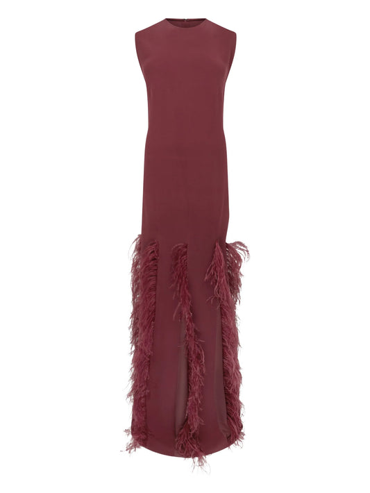Lett feather-trim maxi dress