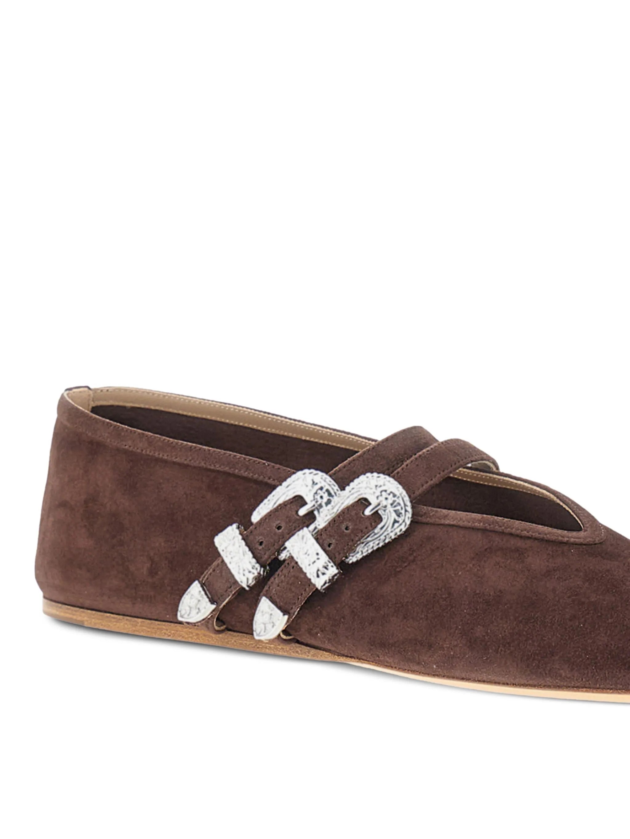 Claudia buckled suede ballet flats