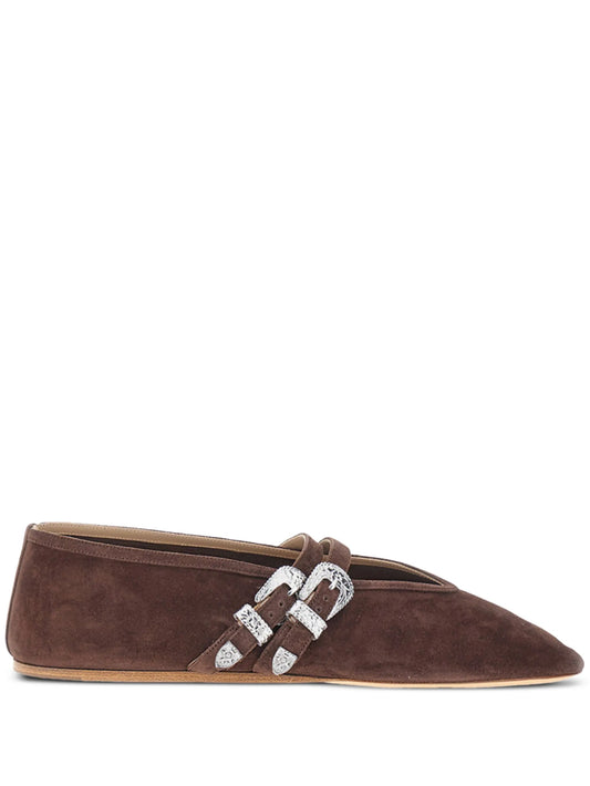 Claudia buckled suede ballet flats