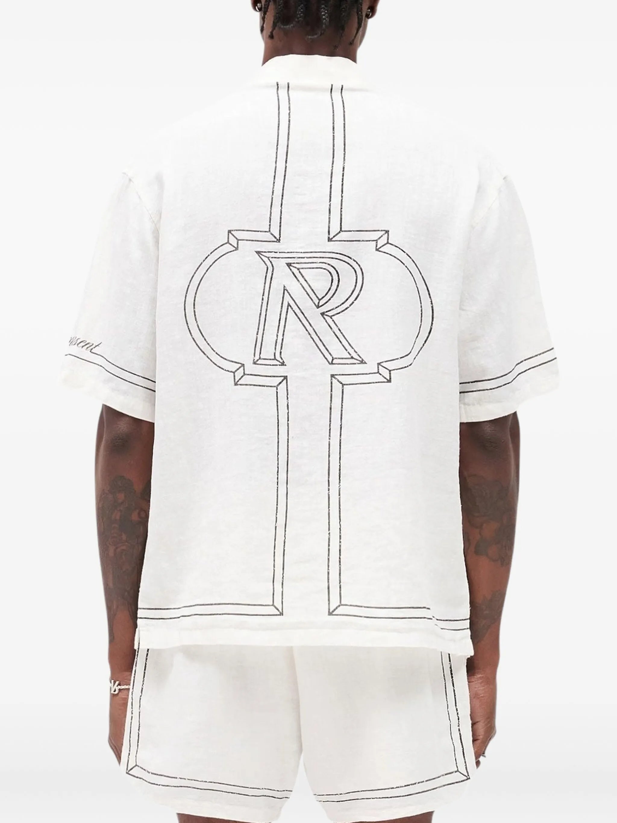 Border short-sleeve printed shirt