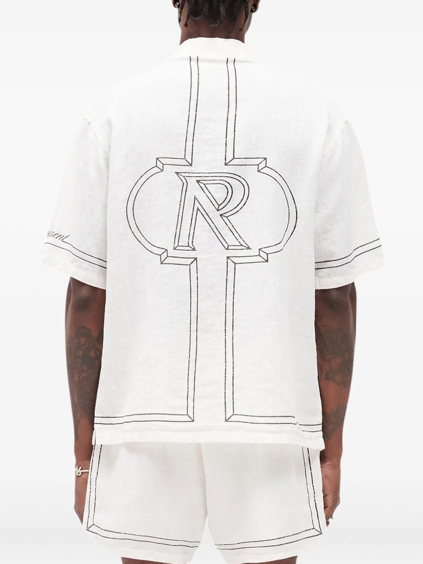 Border short-sleeve printed shirt