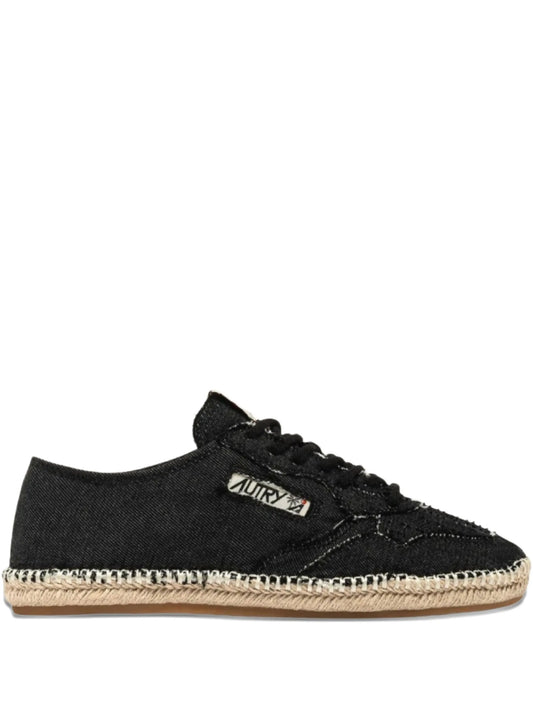 denim low-top sneakers