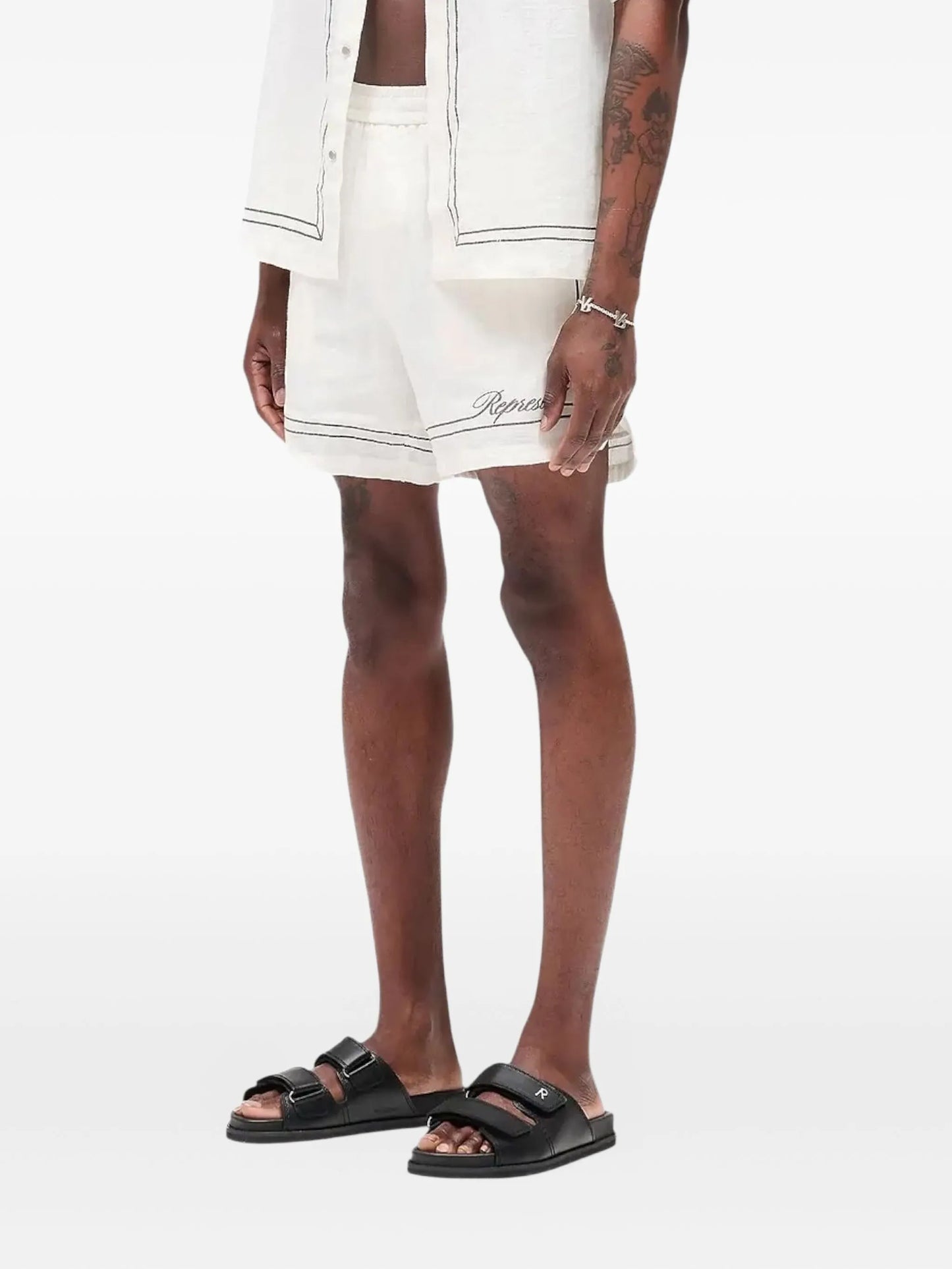 border-embroidered shorts