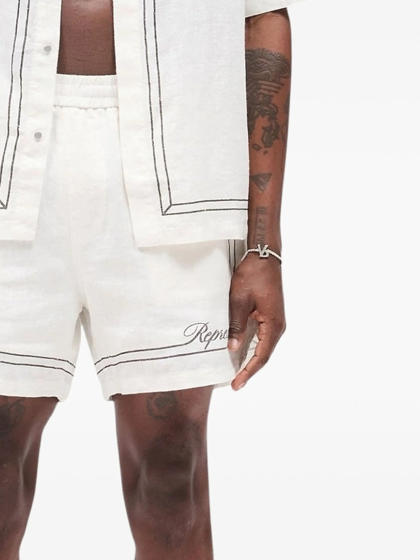 border-embroidered shorts