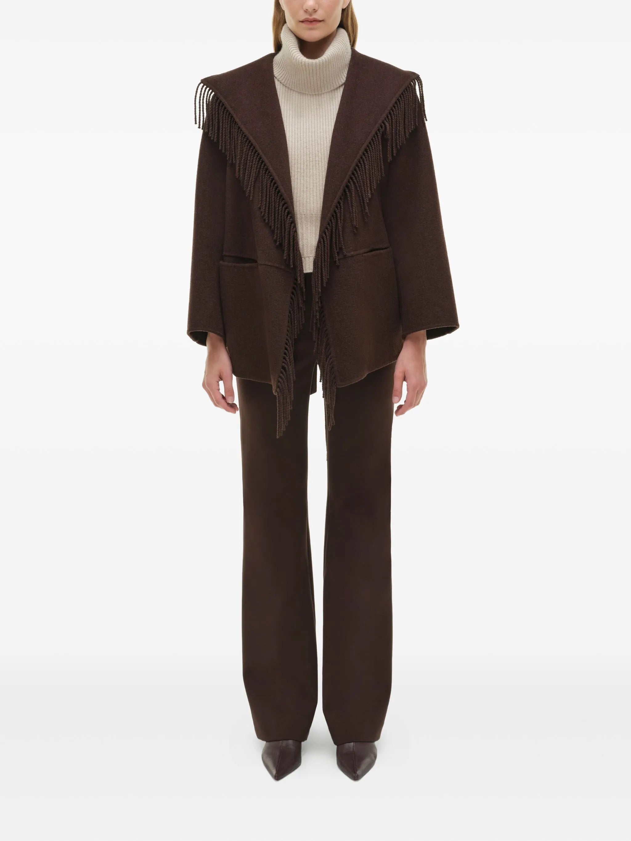 fringe-trimmed coat