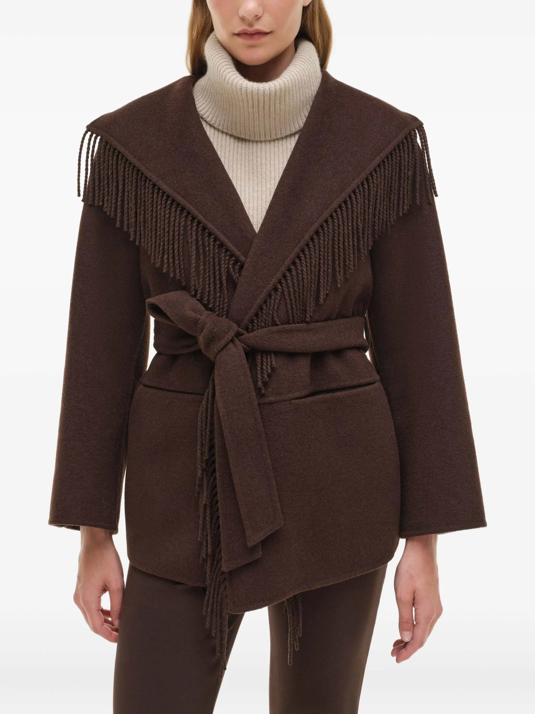 fringe-trimmed coat