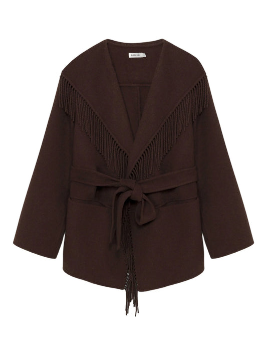 fringe-trimmed coat