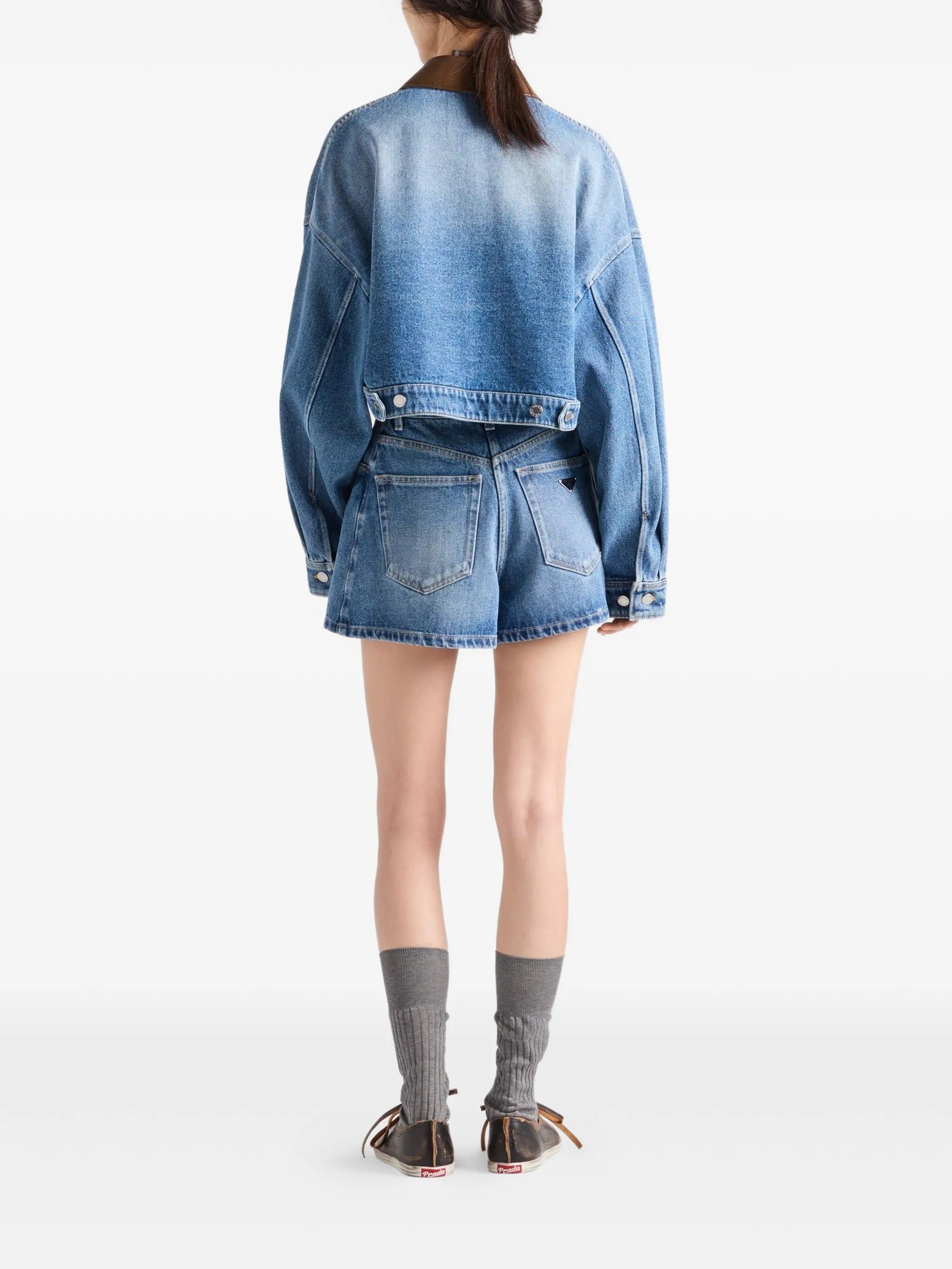 leather-collar denim jacket