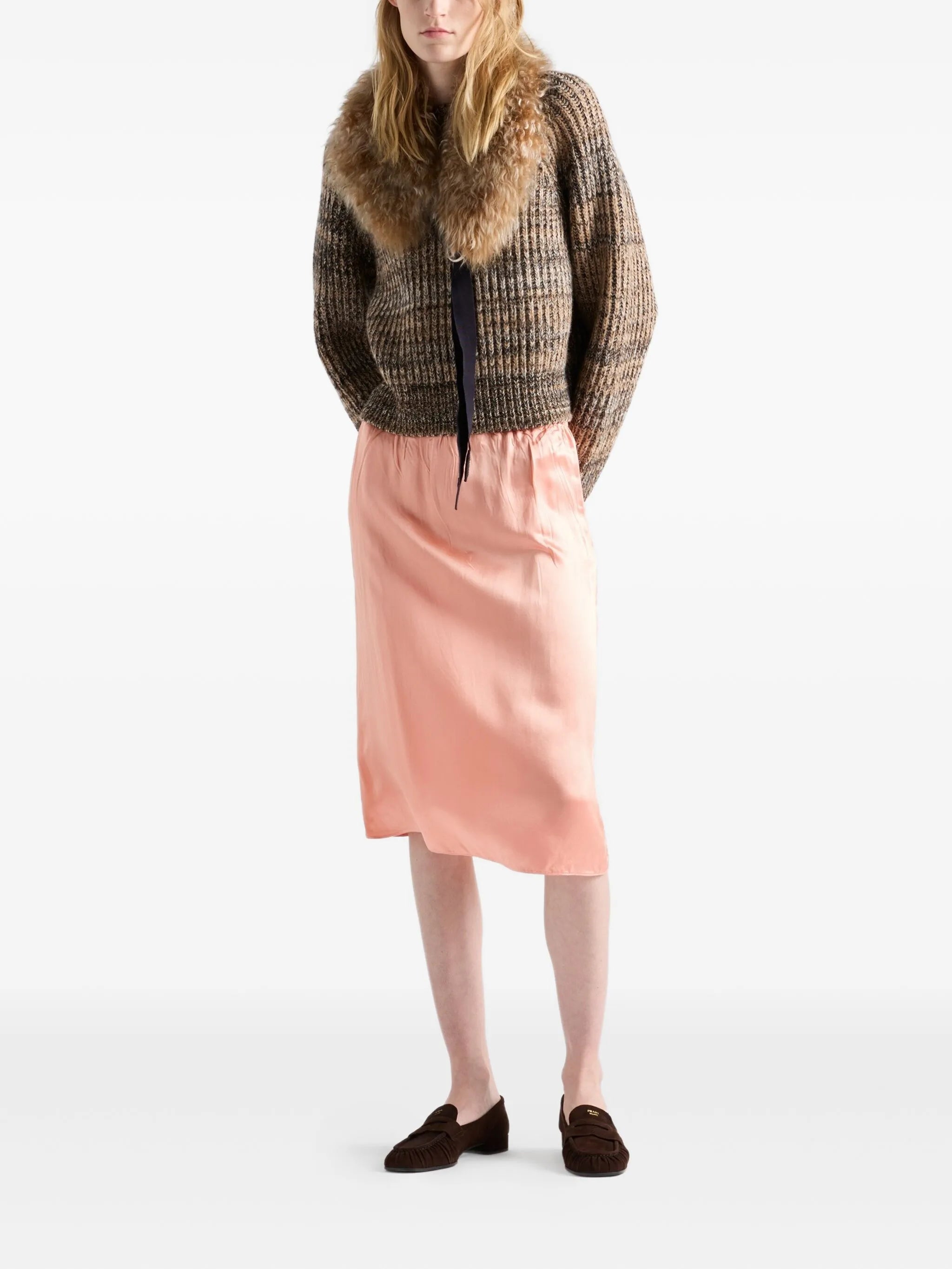 wrinkled-effect satin skirt