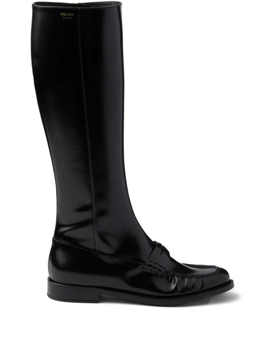 leather zip-fastening boots