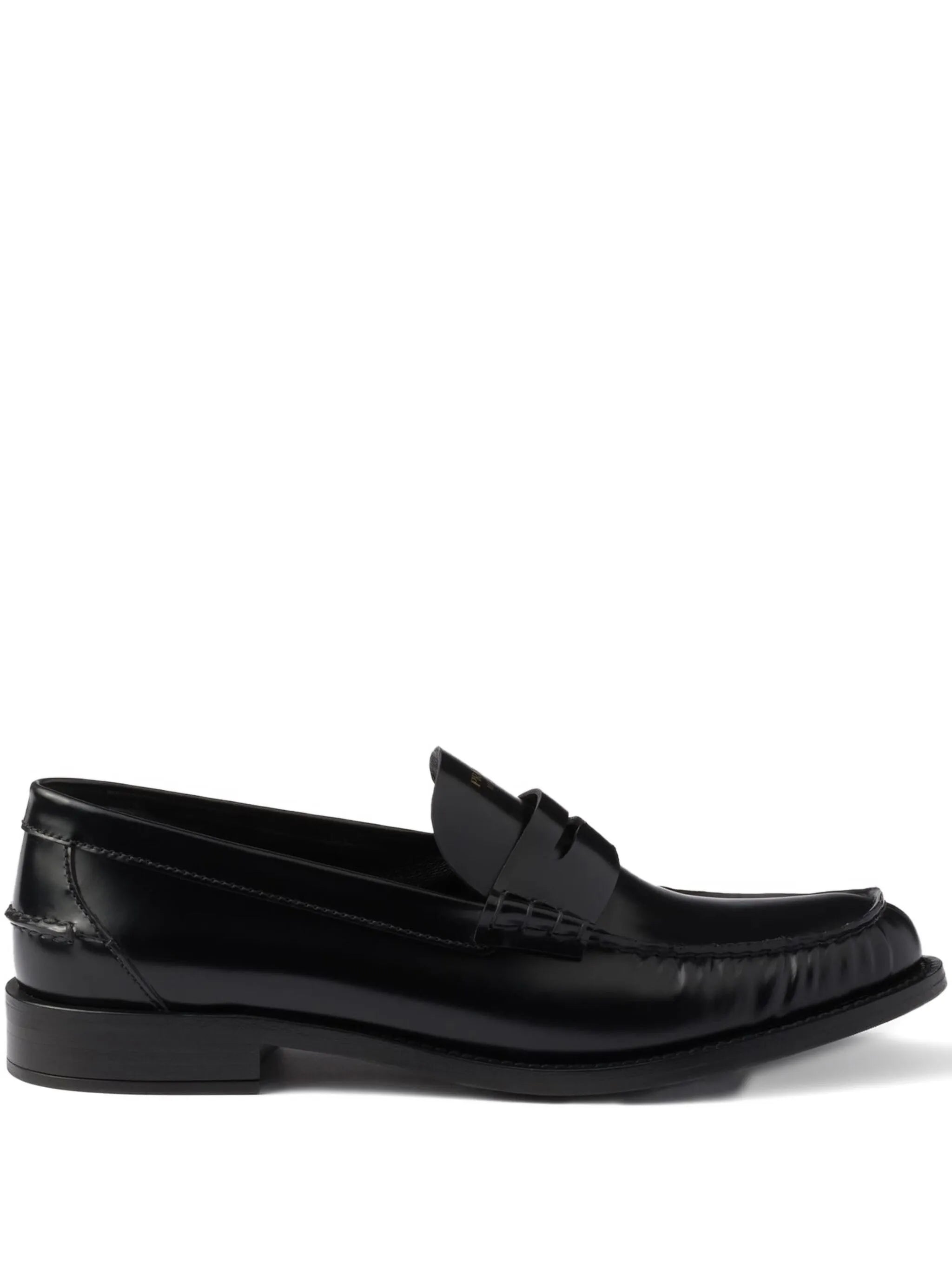 brushed-leather band loafers