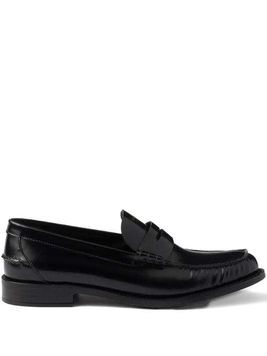 brushed-leather band loafers