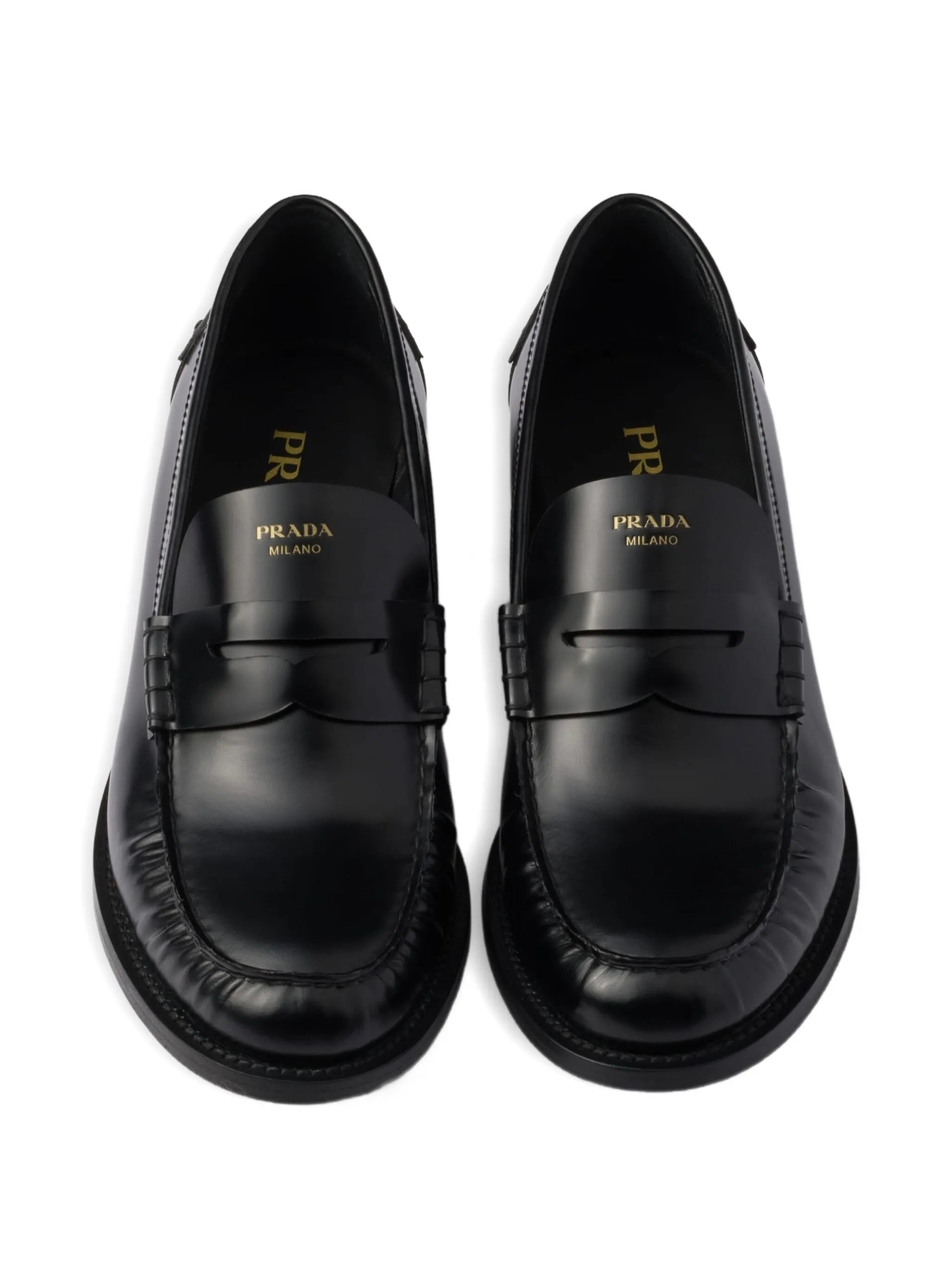 brushed-leather band loafers