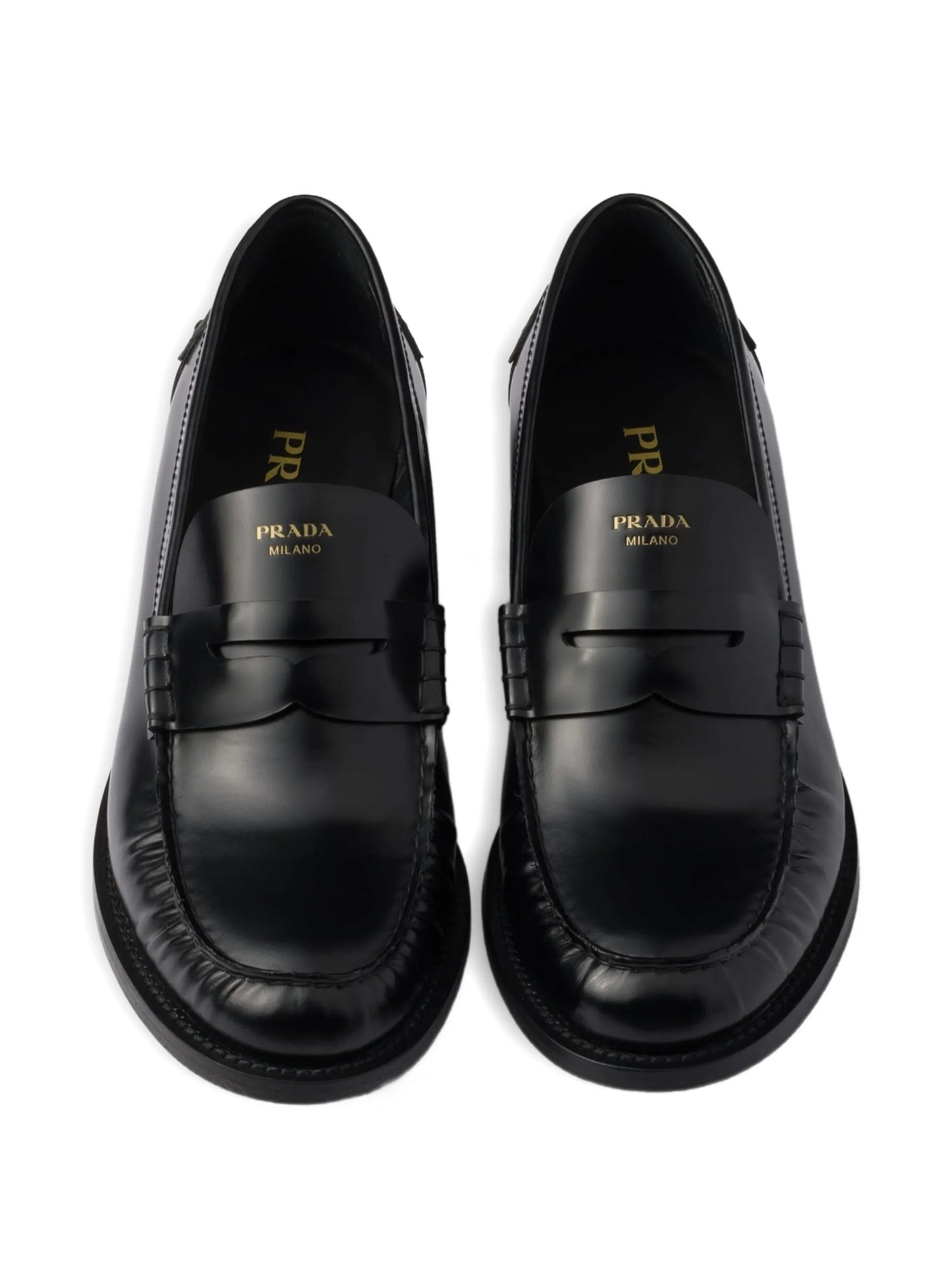 brushed-leather band loafers