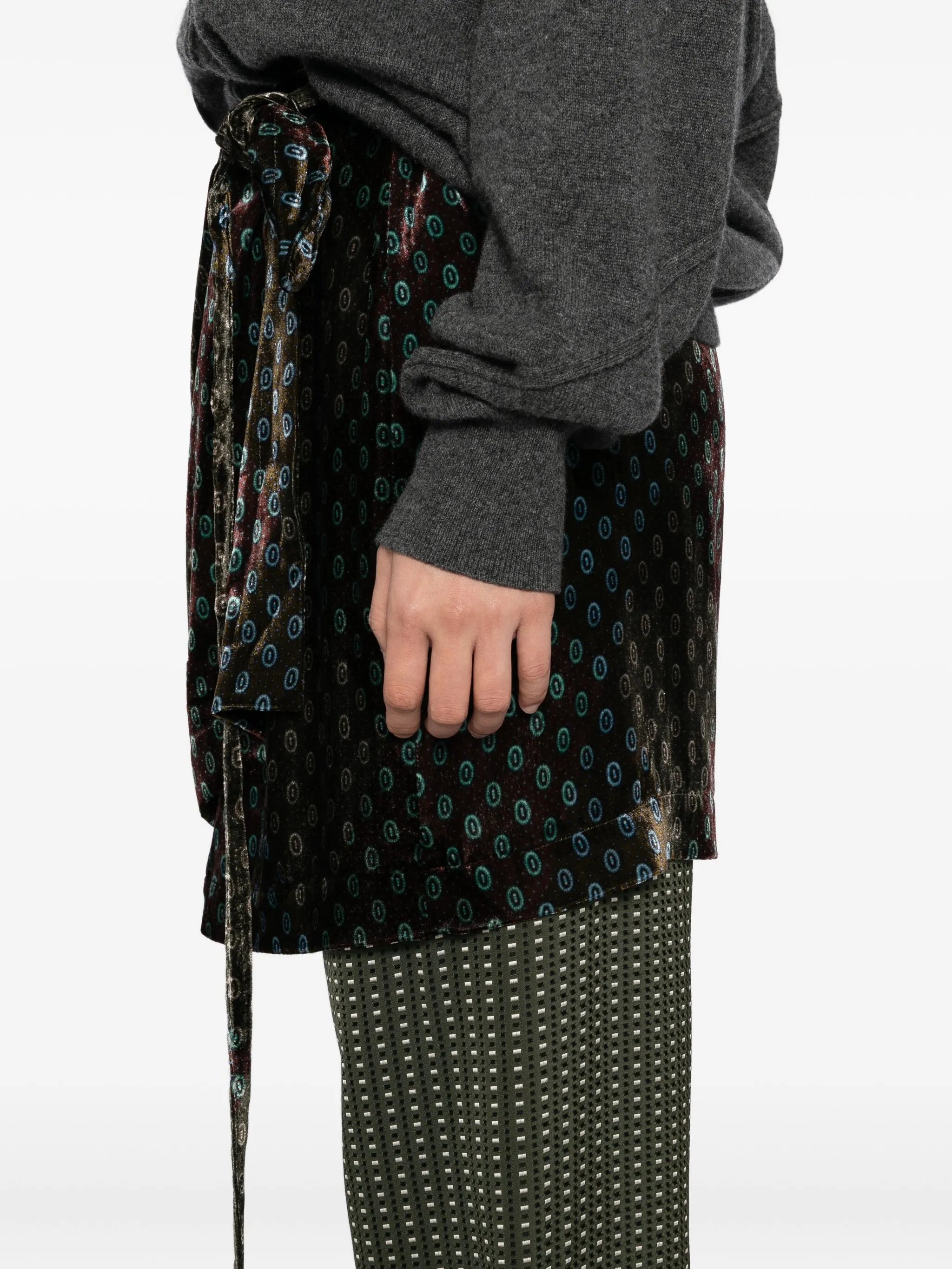 geometric-printed trousers