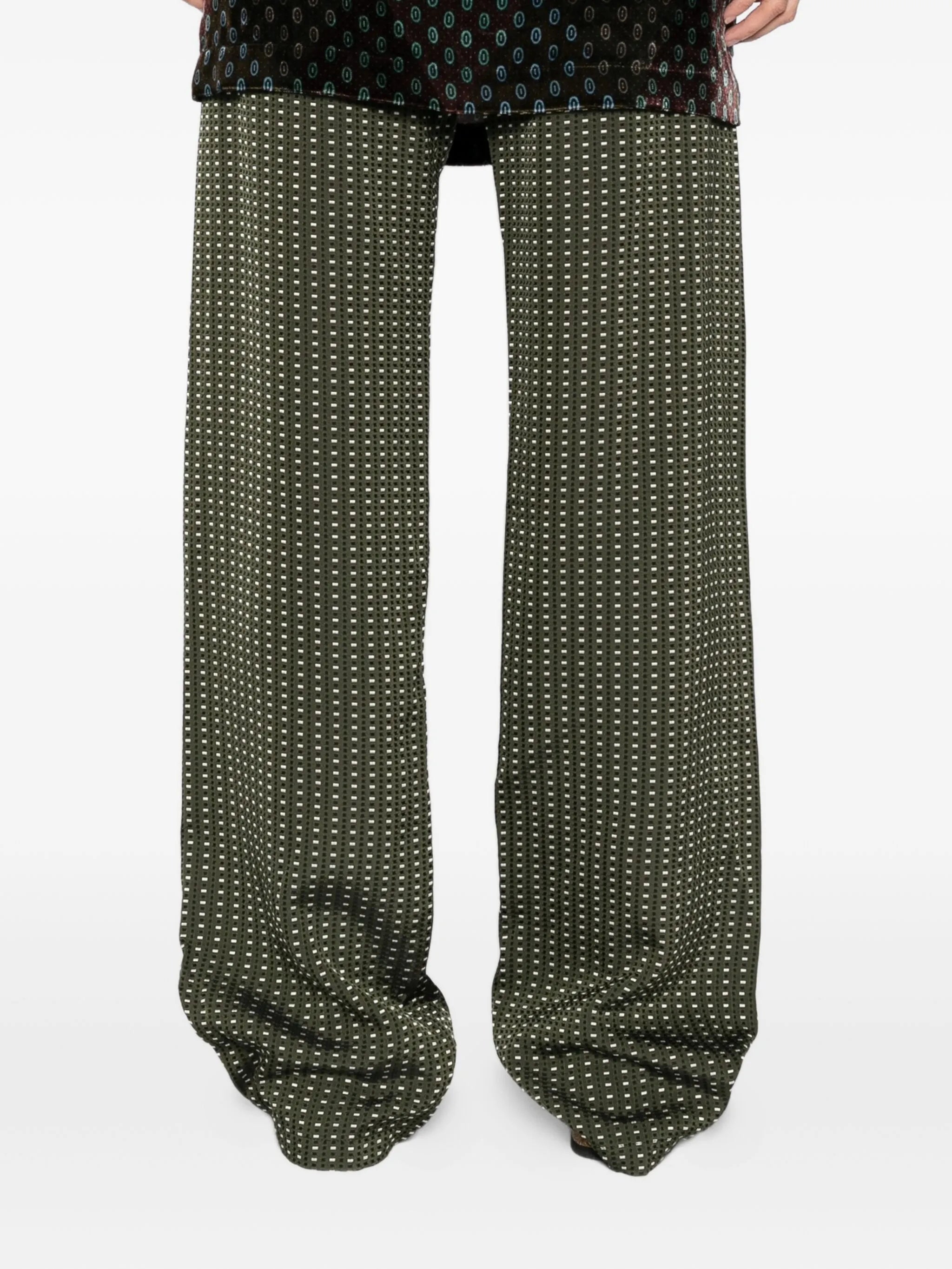 geometric-printed trousers