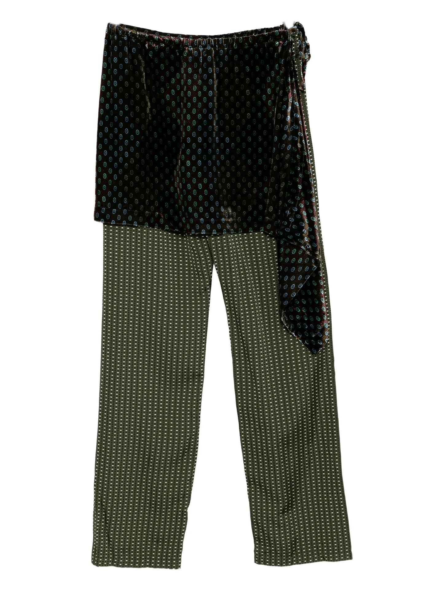 geometric-printed trousers