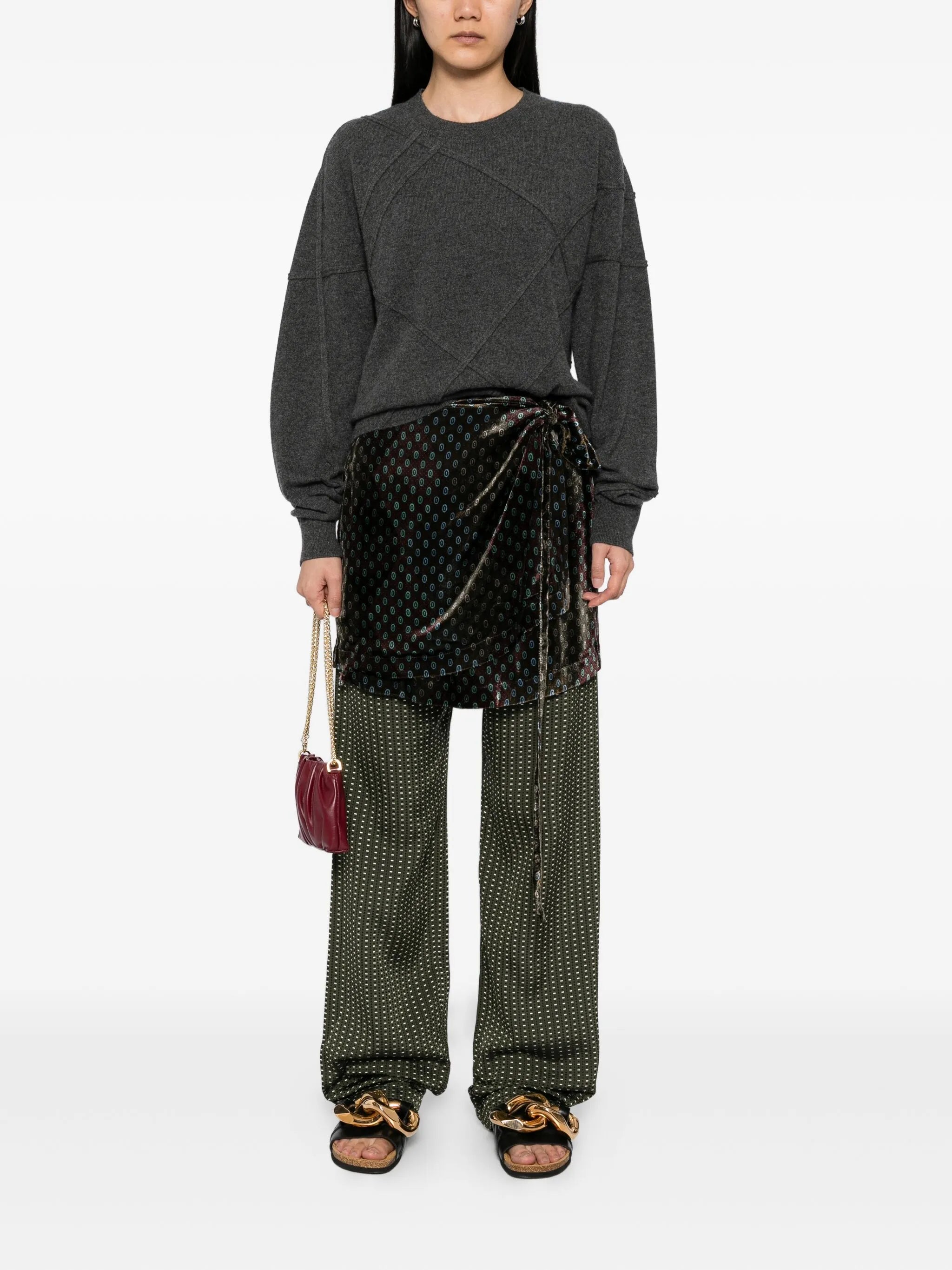 geometric-printed trousers