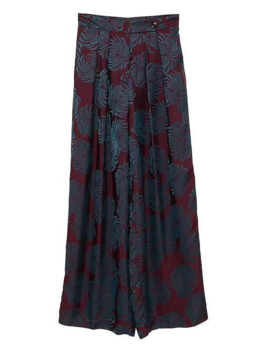 floral-print trousers