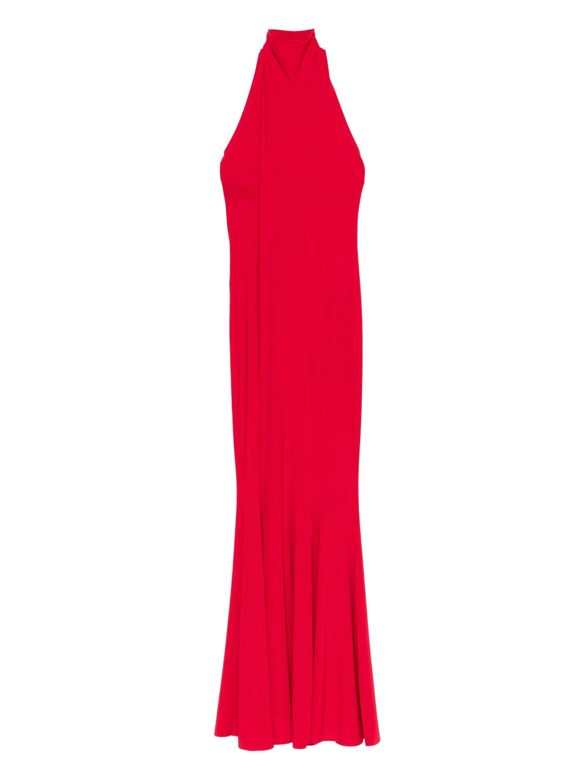halterneck flared dress