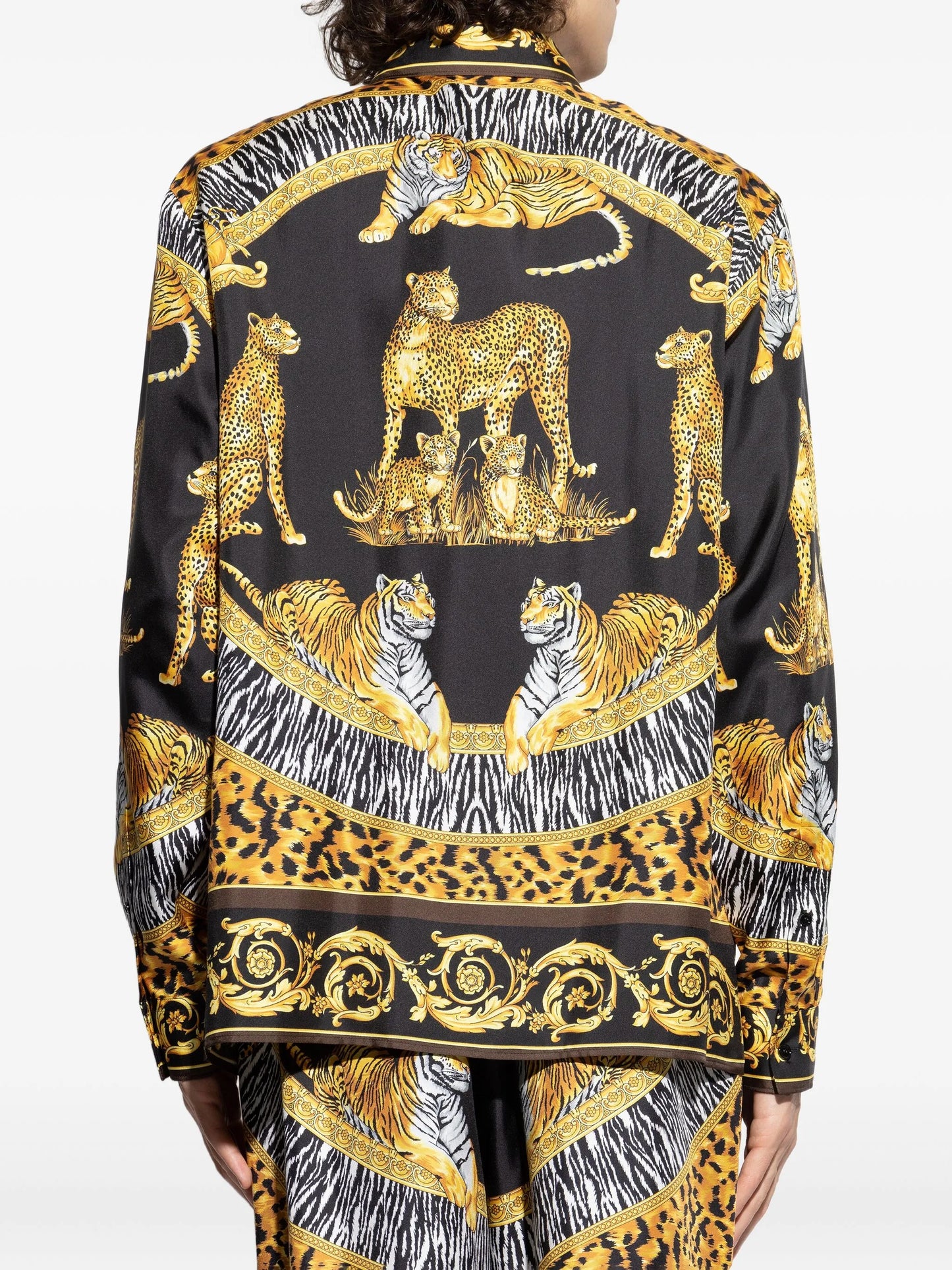 tiger leopard baroque-print shirt